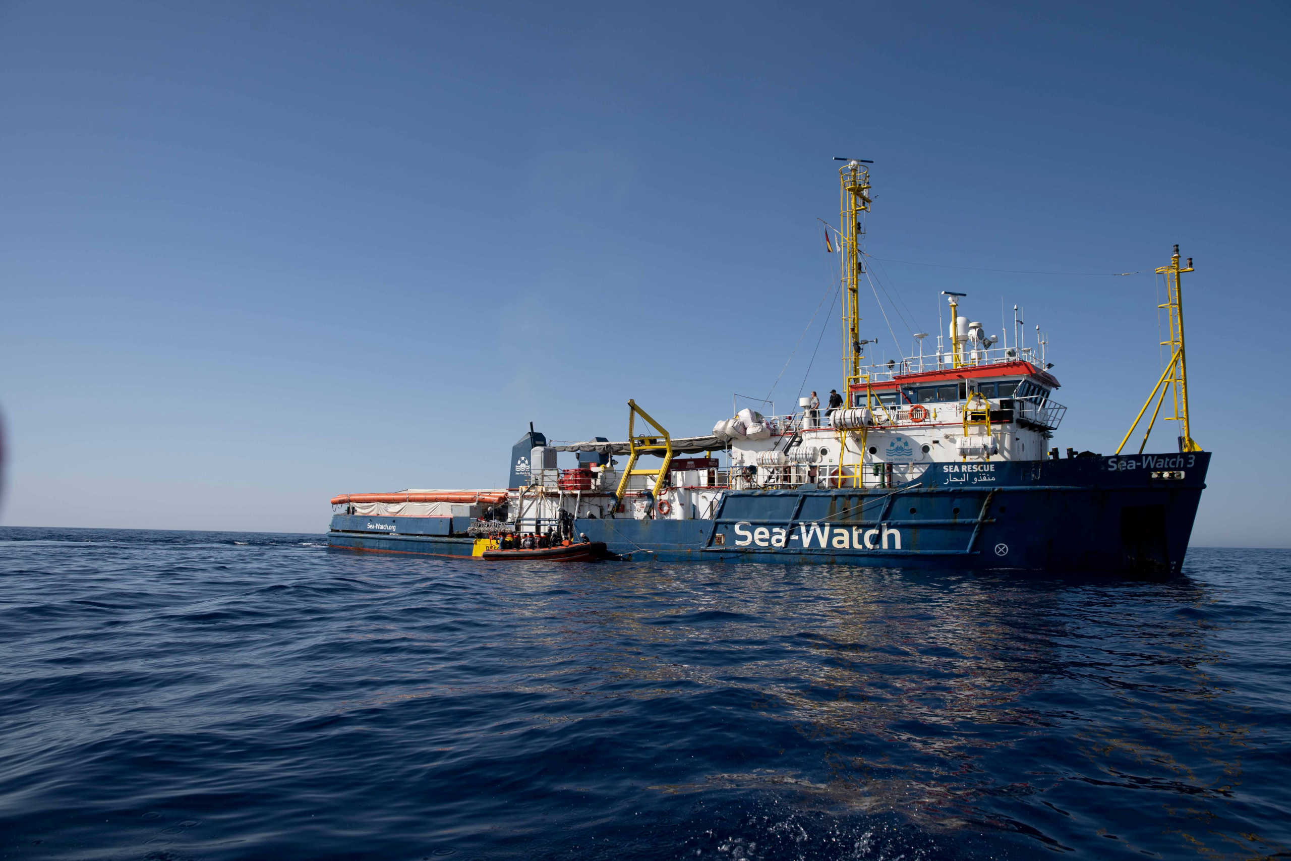 FILE PHOTO: German NGO search and rescue ship Sea-Watch 3 is seen at sea during a search and rescue (SAR) operation in the Mediterranean Sea, off the Libyan Coast, June 17, 2020. Laila Sieber