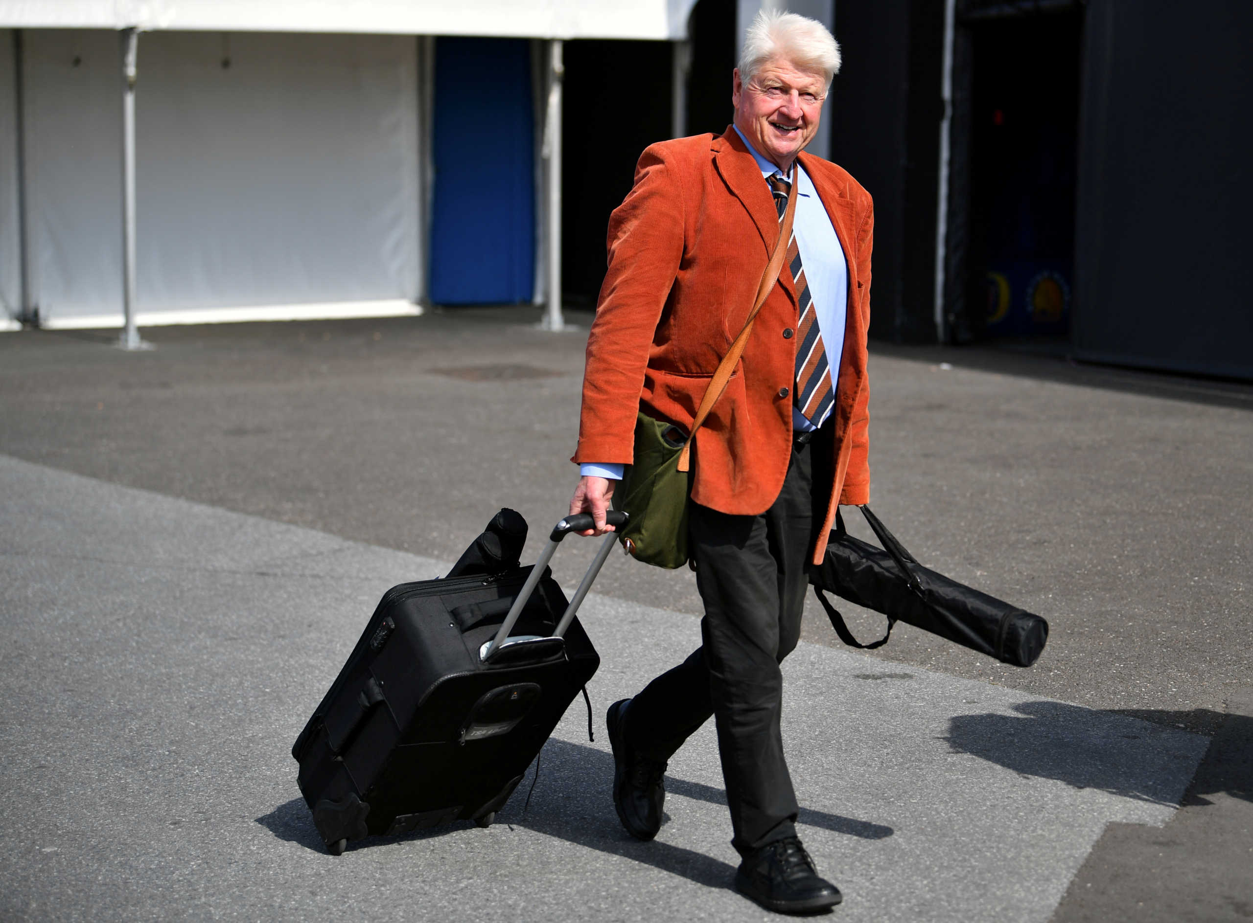 FILE PHOTO: Stanley Johnson, father of Boris Johnson, arrives at a hustings event with Britain's Conservative Party leadership candidates Boris Johnson and Jeremy Hunt, in Exeter, Britain, June 28, 2019. REUTERS