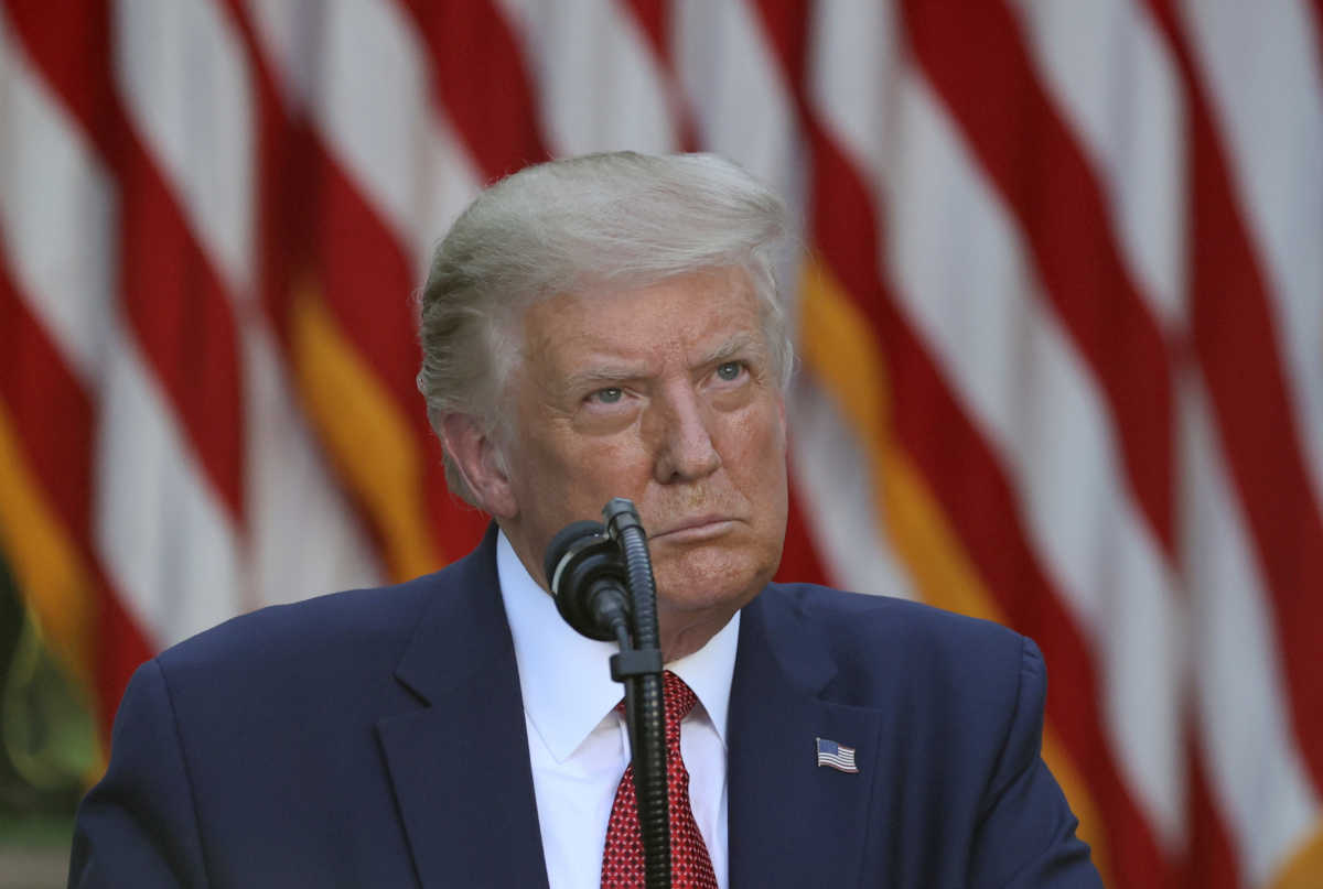 U.S. President Donald Trump attends a news conference in the Rose Garden at the White House in Washington, U.S., July 14, 2020. REUTERS
