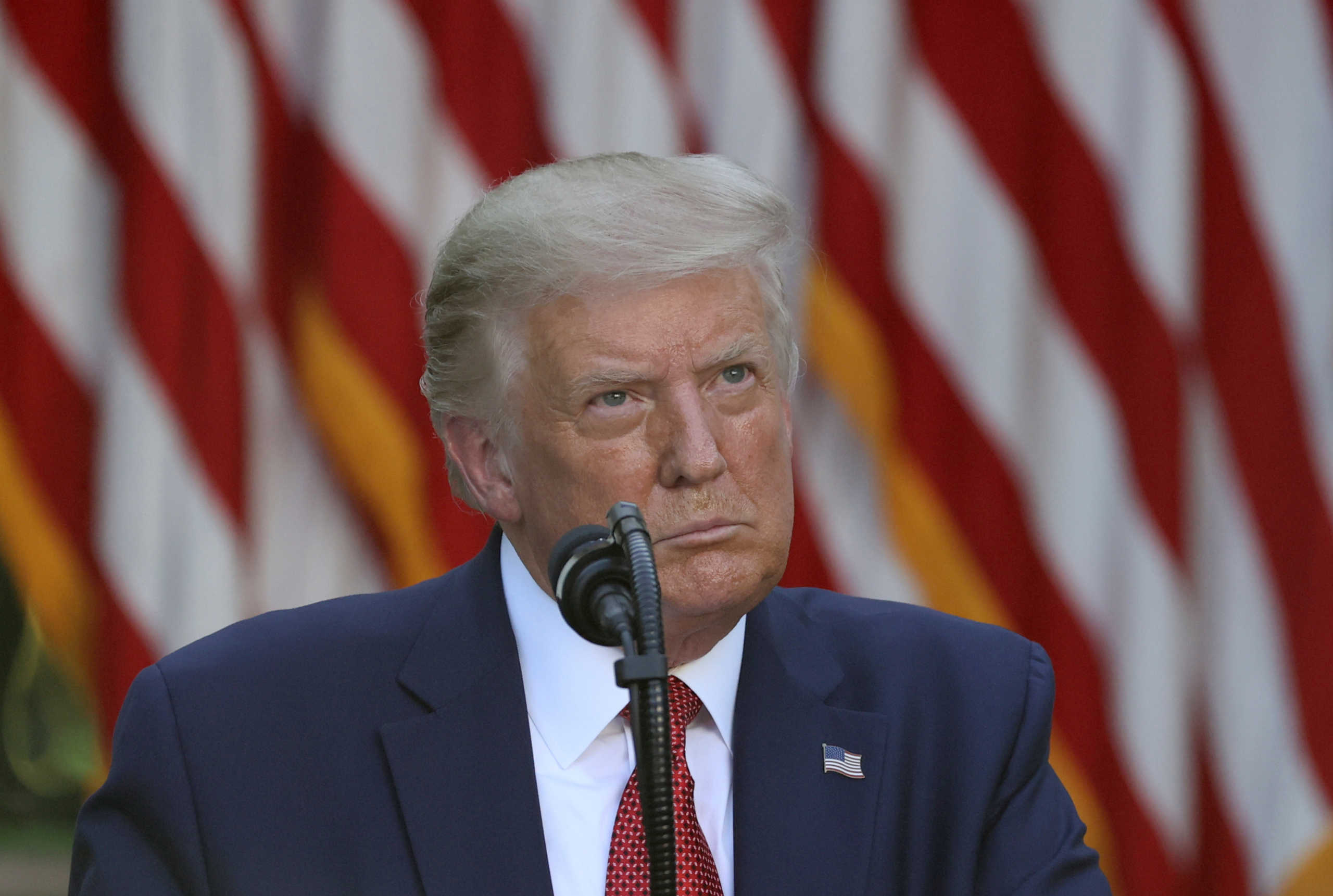U.S. President Donald Trump attends a news conference in the Rose Garden at the White House in Washington, U.S., July 14, 2020. REUTERS