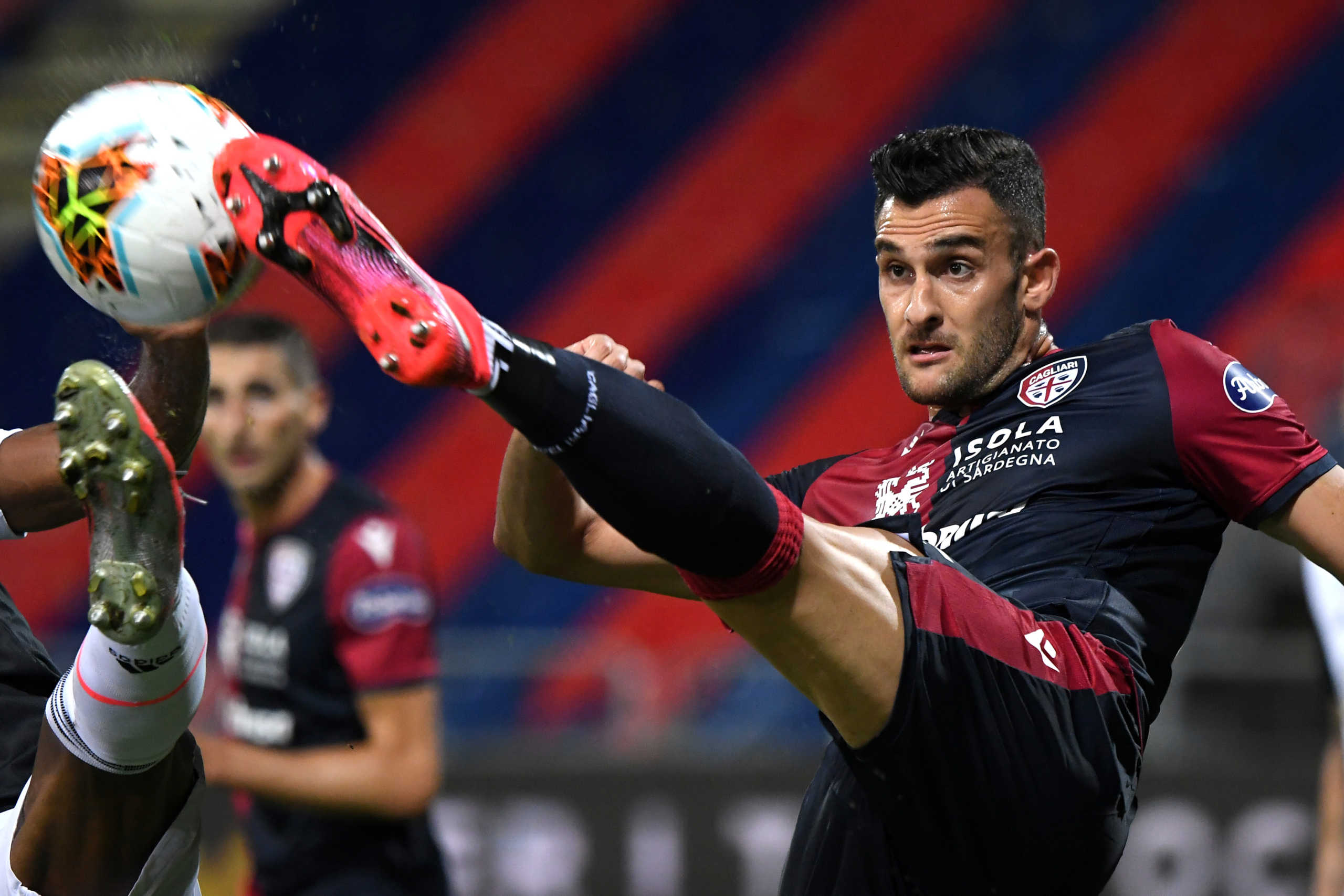 Soccer Football - Serie A - Cagliari v Juventus - Sardegna Arena, Cagliari, Italy - July 29, 2020   Cagliari's Charalampos Lykogiannis in action, as play resumes behind closed doors following the outbreak of the coronavirus disease (COVID-19)   REUTERS