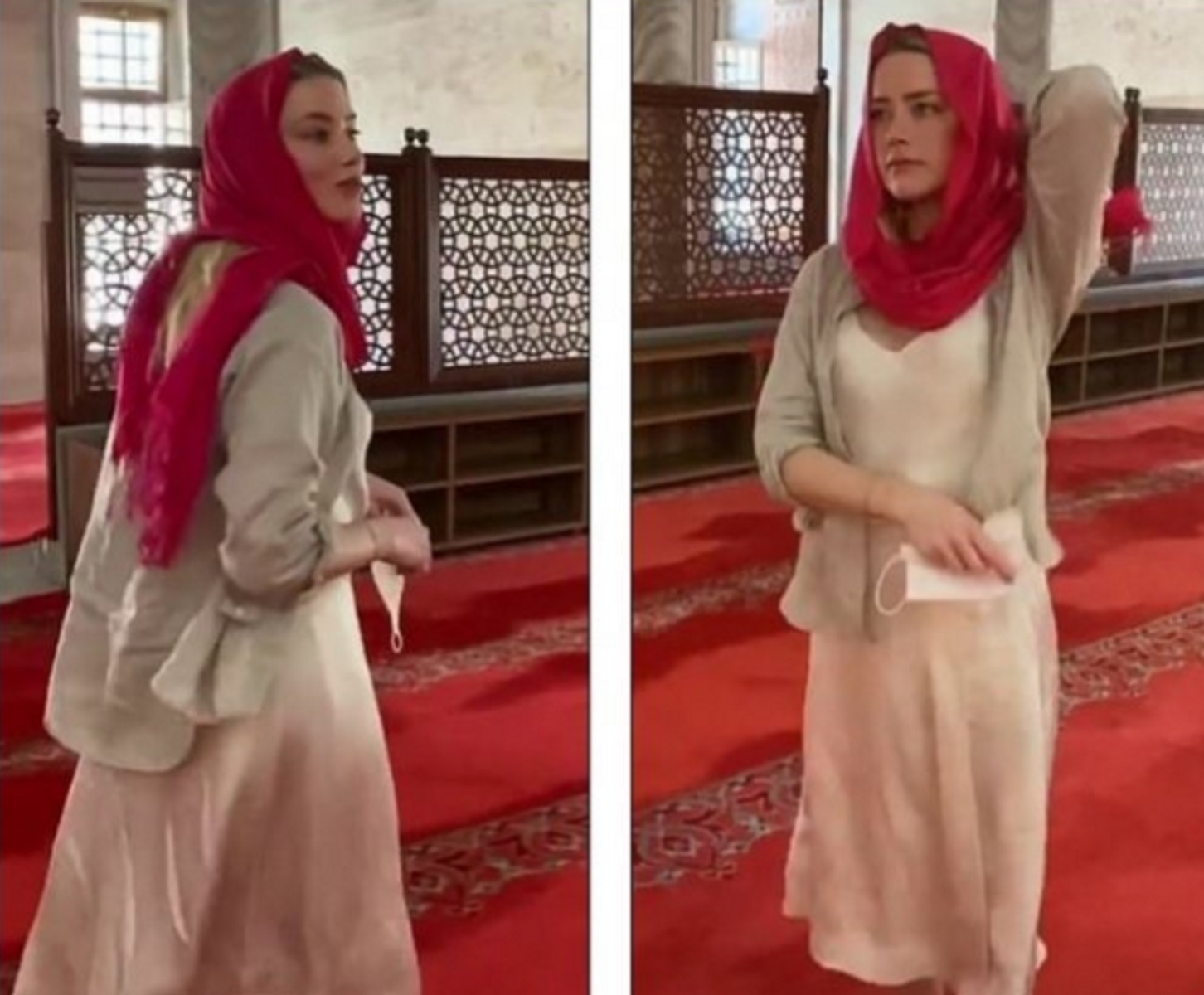 Έξαλλοι οι Τούρκοι με την Άμπερ Χερντ για την “άσεμνη” εμφάνιση της σε τζαμί (pics, video)