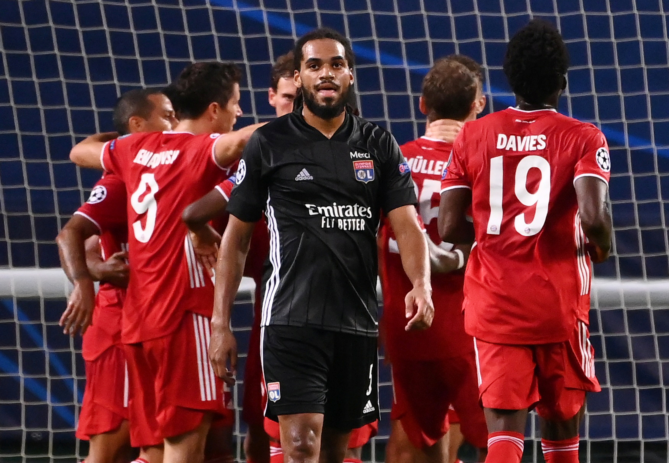 Soccer Football - Champions League Semi Final - Olympique Lyonnais v Bayern Munich - Jose Alvalade Stadium, Lisbon, Portugal - August 19, 2020  Olympique Lyonnais' Jason Denayer looks dejected after Bayern Munich's Serge Gnabry scored their second goal, as play resumes behind closed doors following the outbreak of the coronavirus disease (COVID-19)  Franck Fife