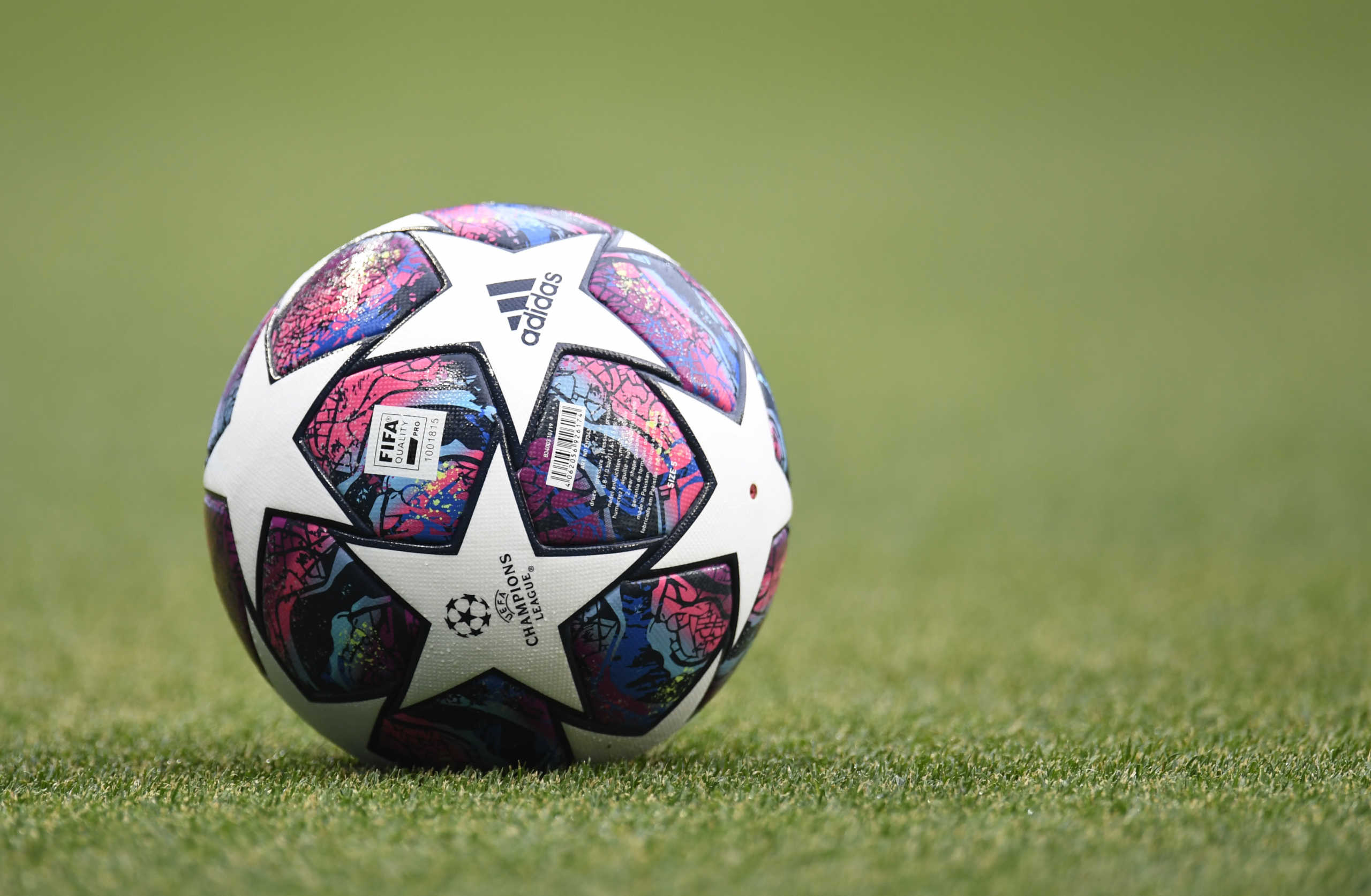 Soccer Football - Champions League - Round of 16 Second Leg - Manchester City v Real Madrid - Etihad Stadium, Manchester, Britain - August 7, 2020 A matchball  before the match, as play resumes behind closed doors following the outbreak of the coronavirus disease (COVID-19) Pool via REUTERS