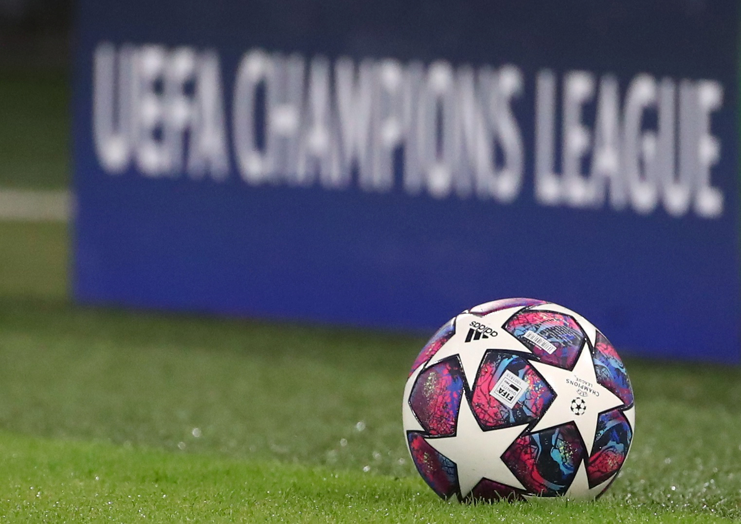 Soccer Football - Champions League - Round of 16 Second Leg - Bayern Munich v Chelsea - Allianz Arena, Munich, Germany - August 8, 2020  General view of a matchball, as play resumes behind closed doors following the outbreak of the coronavirus disease (COVID-19)  REUTERS
