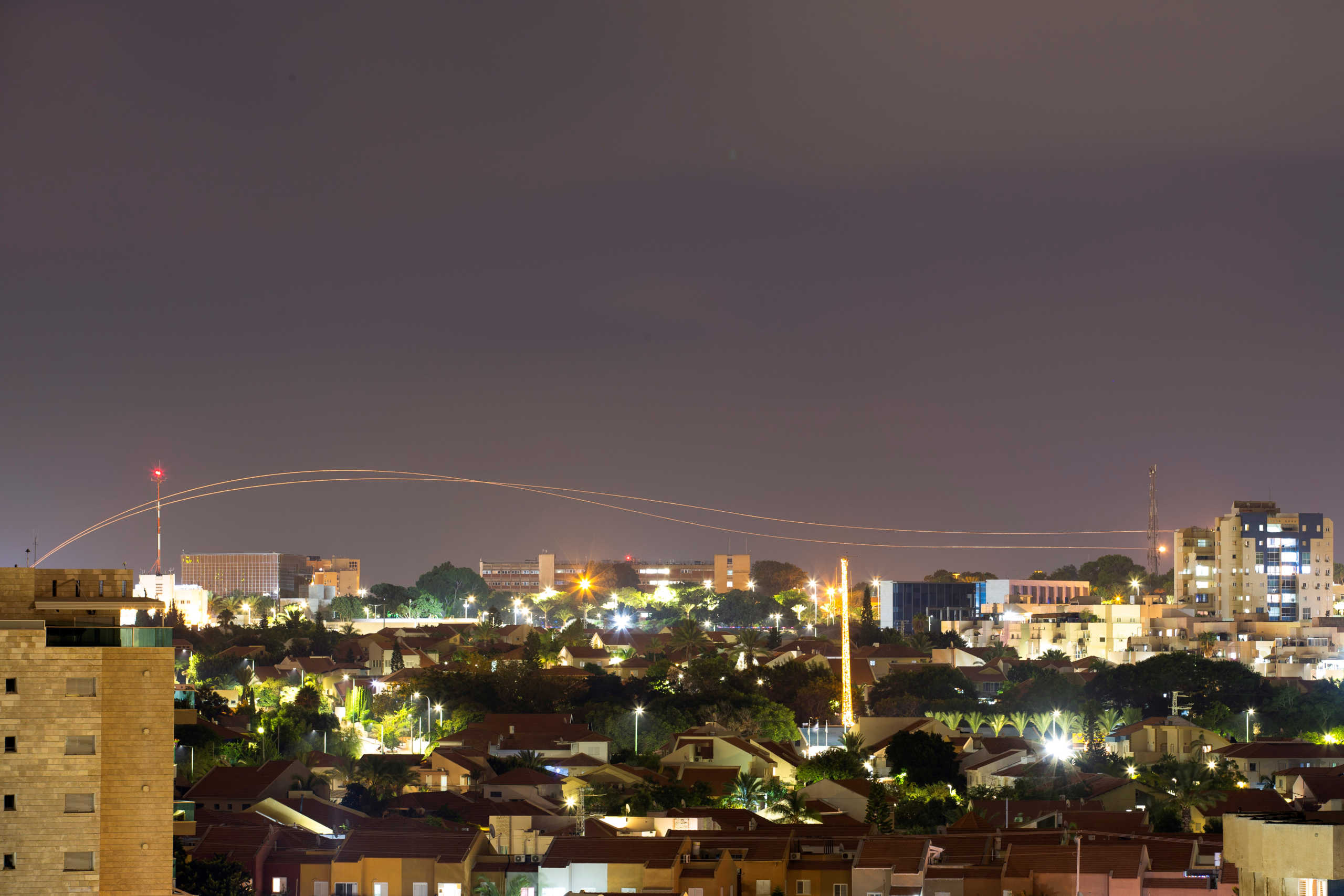 Iron Dome anti-missile system fires interception missiles as rockets are launched from Gaza towards Israel, as seen from the city of Ashkelon, Israel, August 21, 2020. REUTERS