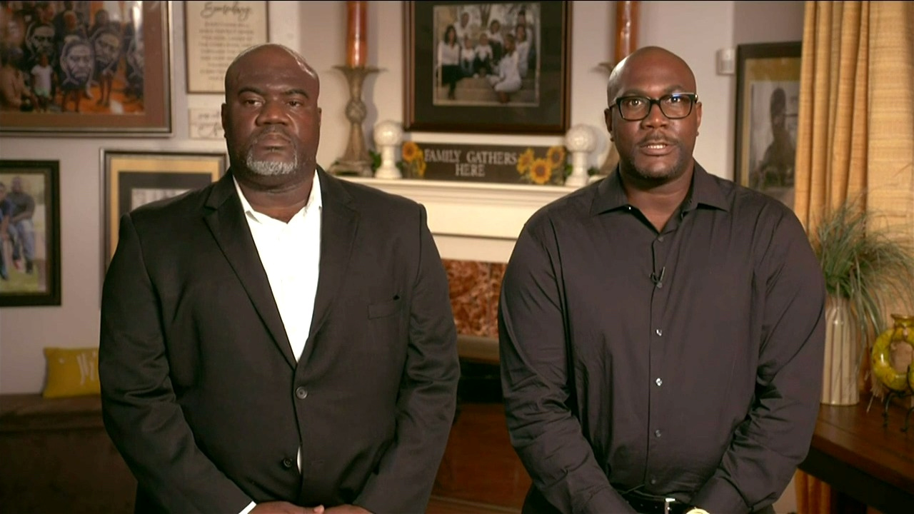 Rodney and Philonise Floyd, brothers of George Floyd, who died in Minneapolis police custody, lead a moment of silence for their brother in a frame grab from live video at the start of the virtual 2020 Democratic National Convention as participants from across the country are hosted over video links from the originally planned site of the convention in Milwaukee, Wisconsin, U.S. August 17, 2020.   2020 Democratic National Convention