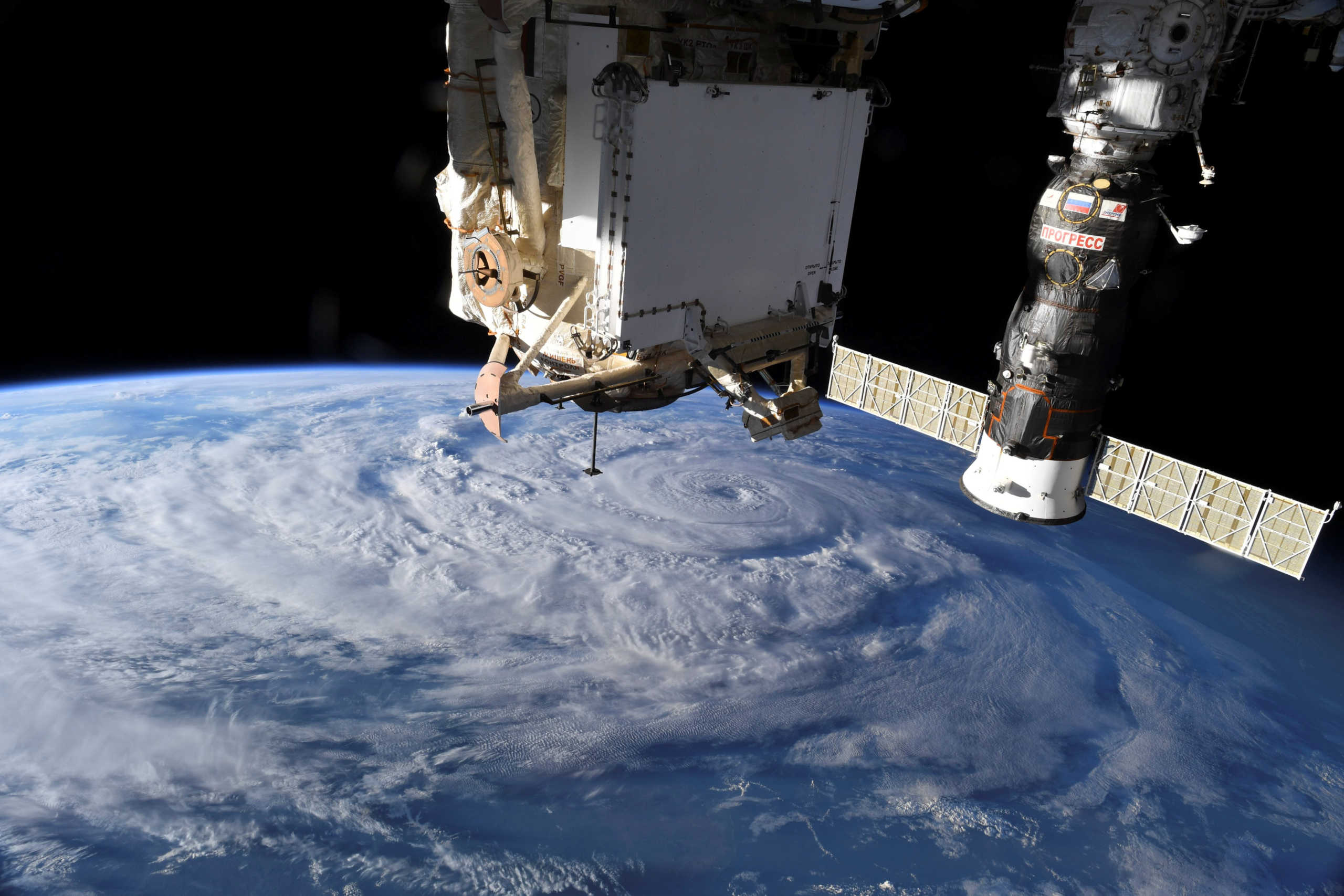 Hurricane Genevieve is seen from the International Space Station (ISS) orbiting Earth in an image taken by NASA astronaut Christopher J. Cassidy August 19, 2020.  NASA