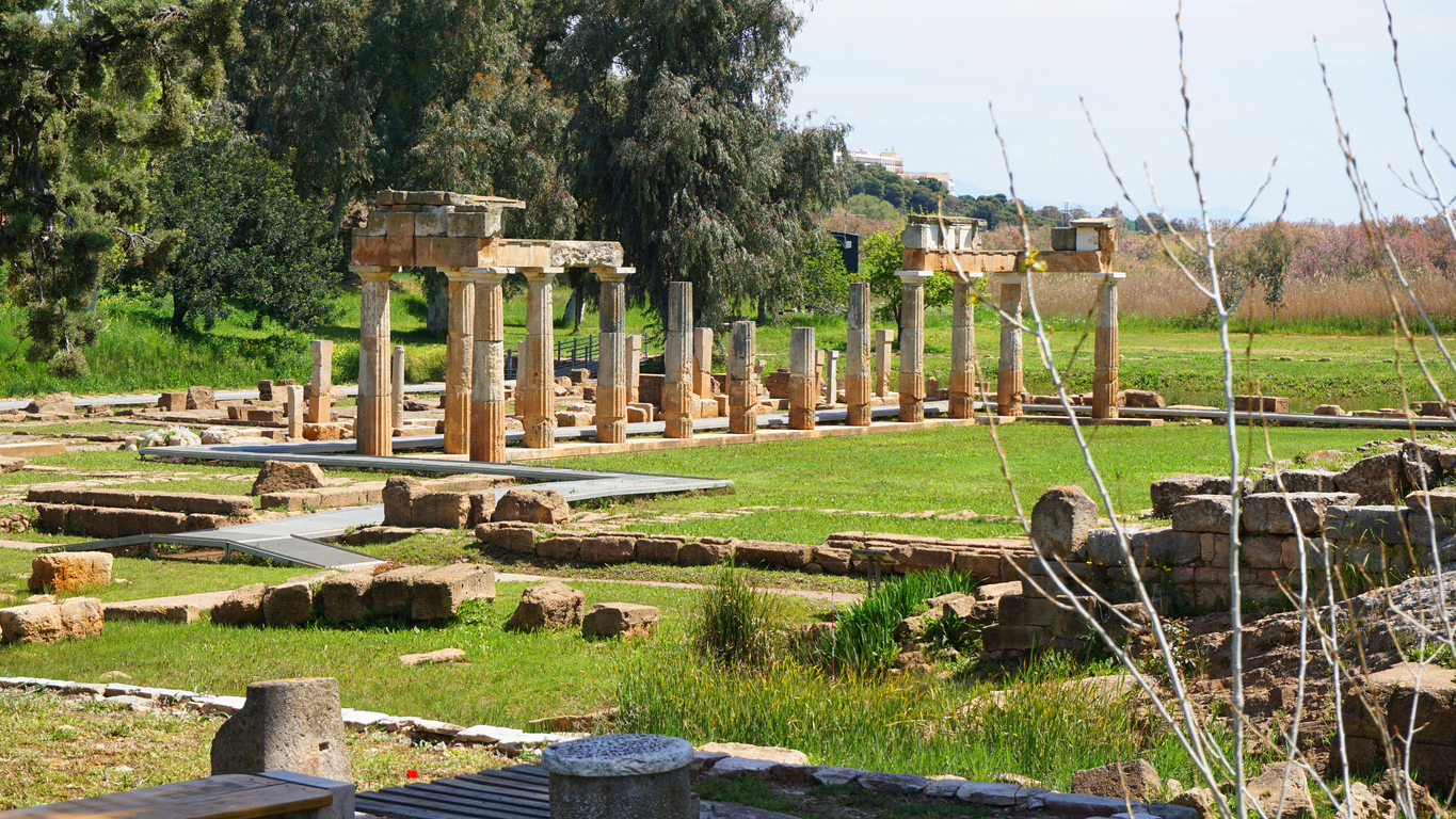 The sanctuary of Artemis Vravrona is an early sacred site on the eastern coast of Attica near the Aegean Sea in a small inlet.