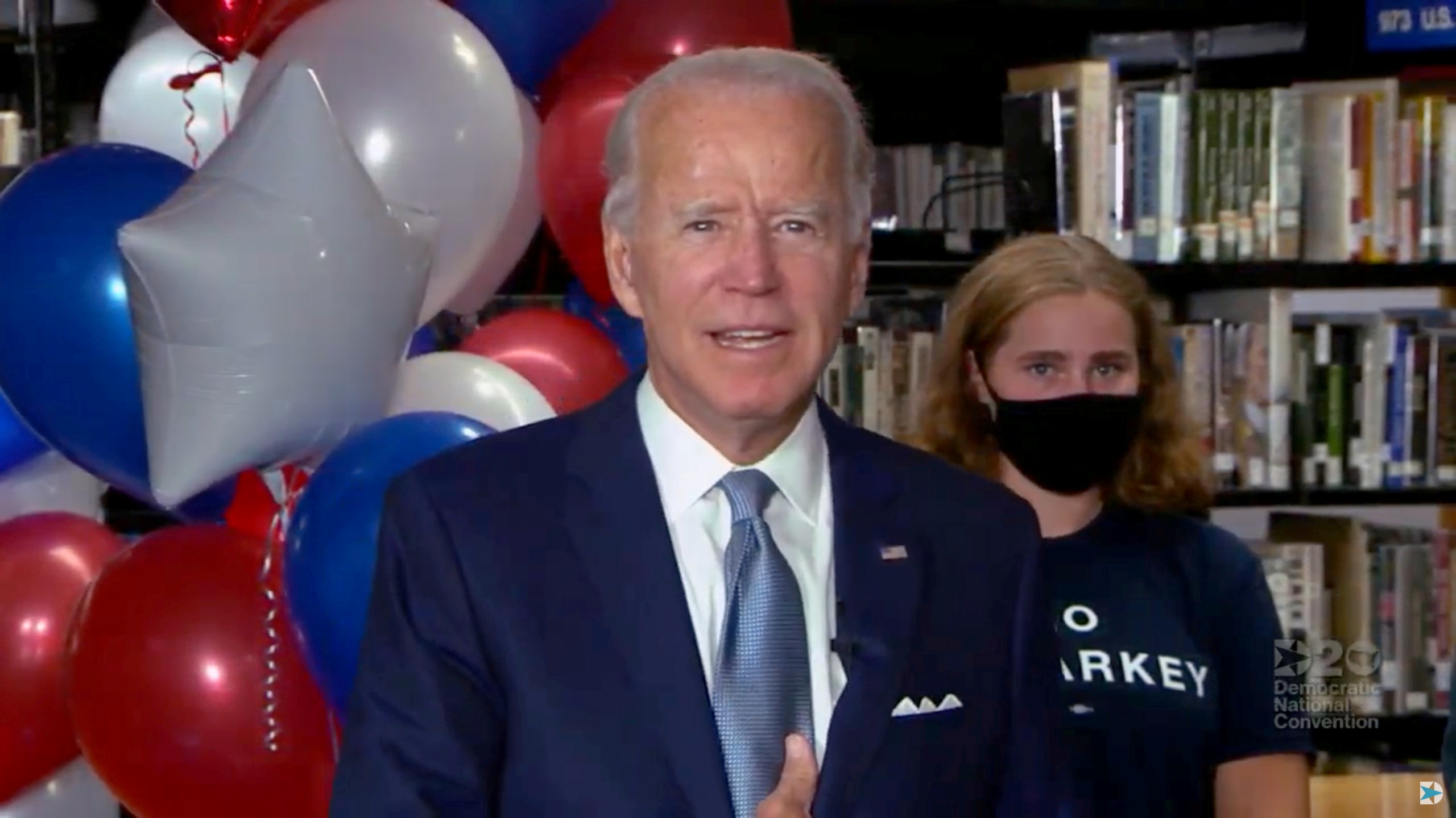 Joe Biden celebrates after being formally nominated as 2020 U.S. Democratic presidential candidate in convention roll call during the virtual 2020 Democratic National Convention as participants from across the country are hosted over video links from the originally planned site of the convention in Milwaukee, Wisconsin, U.S. August 18, 2020. 2020 Democratic National Convention