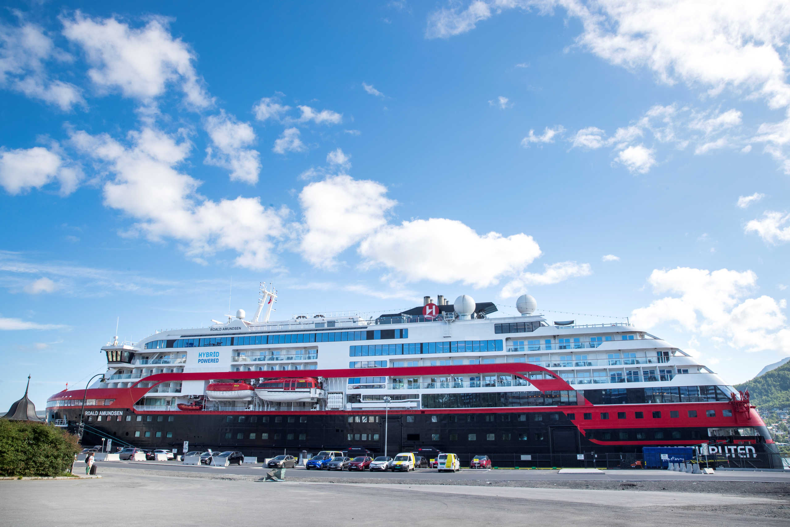 The MS Roald Amundsen ship, operated by Norway's Hurtigruten line, is seen after its crew members were diagnosed with the coronavirus disease (COVID-19), at a port in Tromso, Norway August 2, 2020.  Terje Pedersen