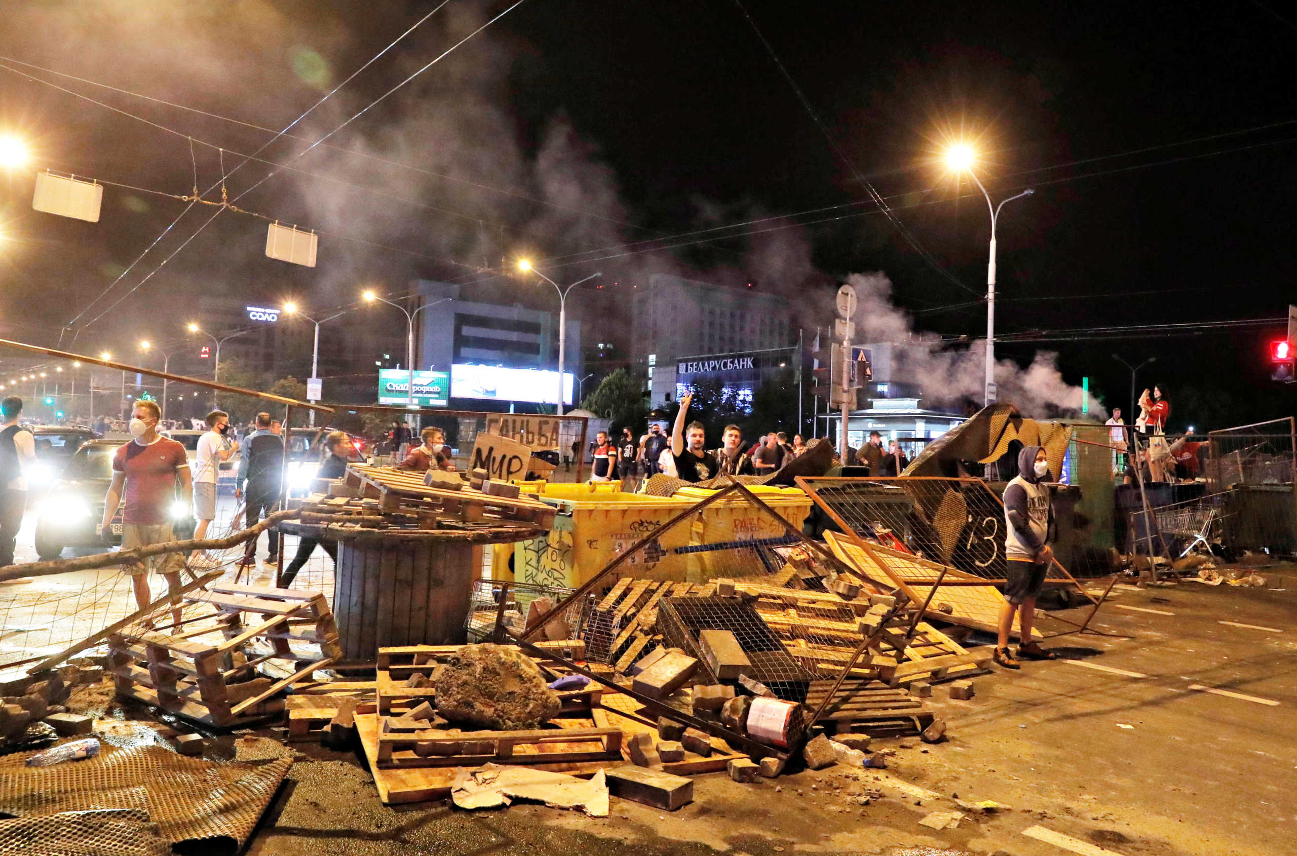 People attend a rally following the presidential election in Minsk, Belarus August 11, 2020. The opposition rejected official election results handing President Alexander Lukashenko a landslide re-election victory. REUTERS