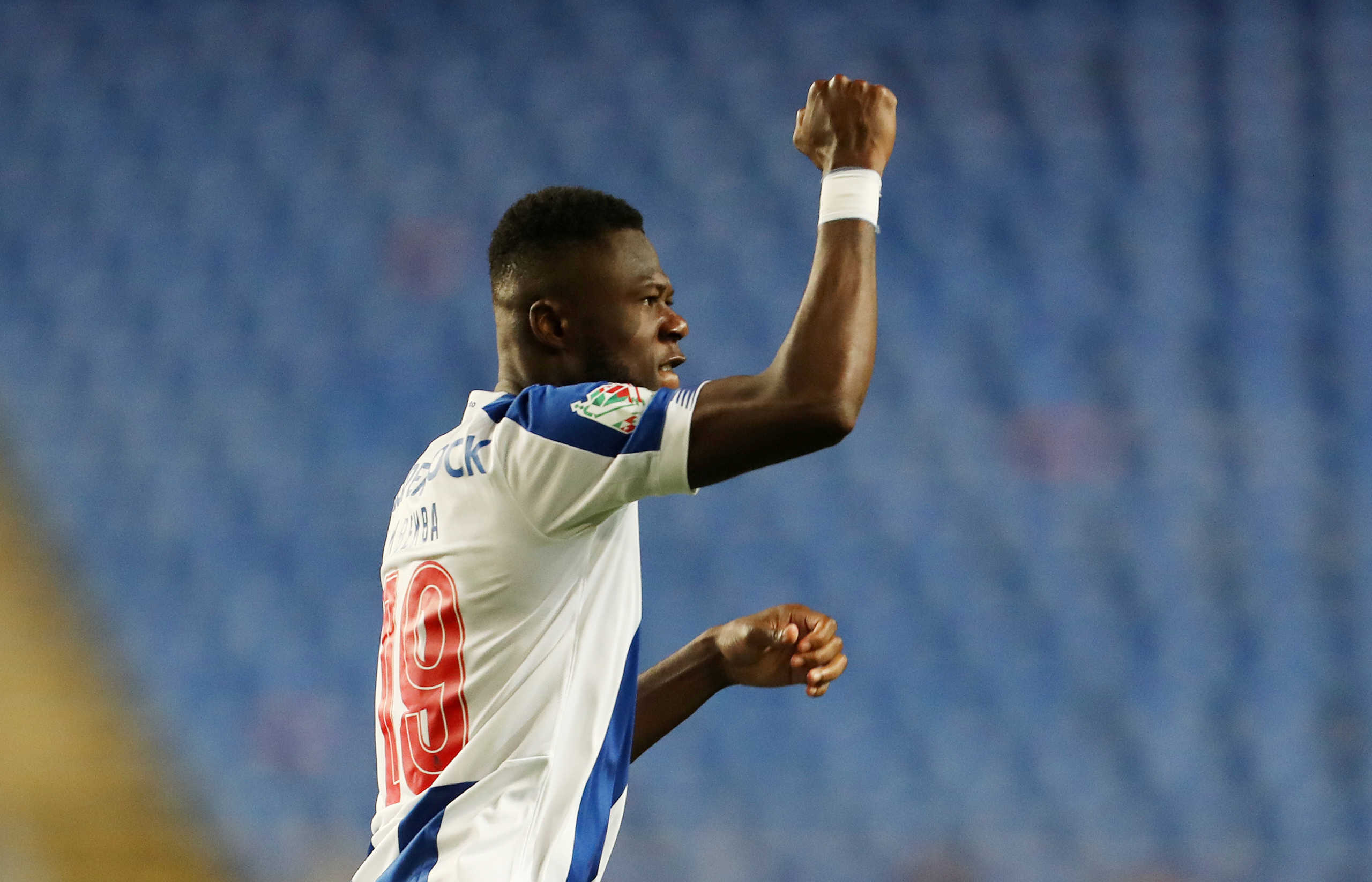 Soccer Football - Taca de Portugal Final - Benfica v FC Porto - Estadio Cidade de Coimbra, Coimbra, Portugal - August 1, 2020  Porto's Chancel Mbemba celebrates scoring their first goal, as play resumes behind closed doors following the outbreak of the coronavirus disease (COVID-19)  REUTERS