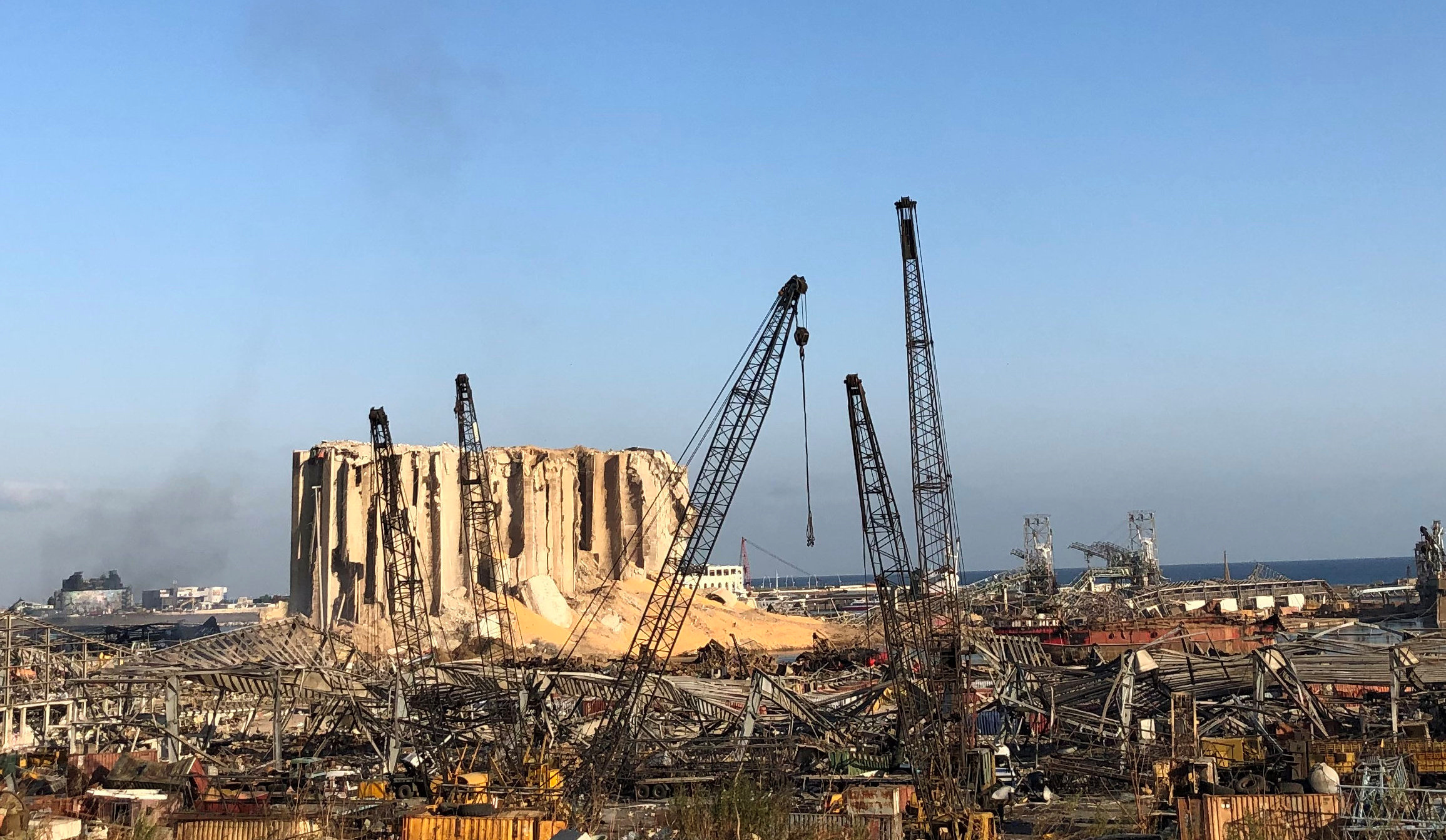 A view of the site of Tuesday's blast in Beirut's port area, Lebanon August 6, 2020. REUTERS