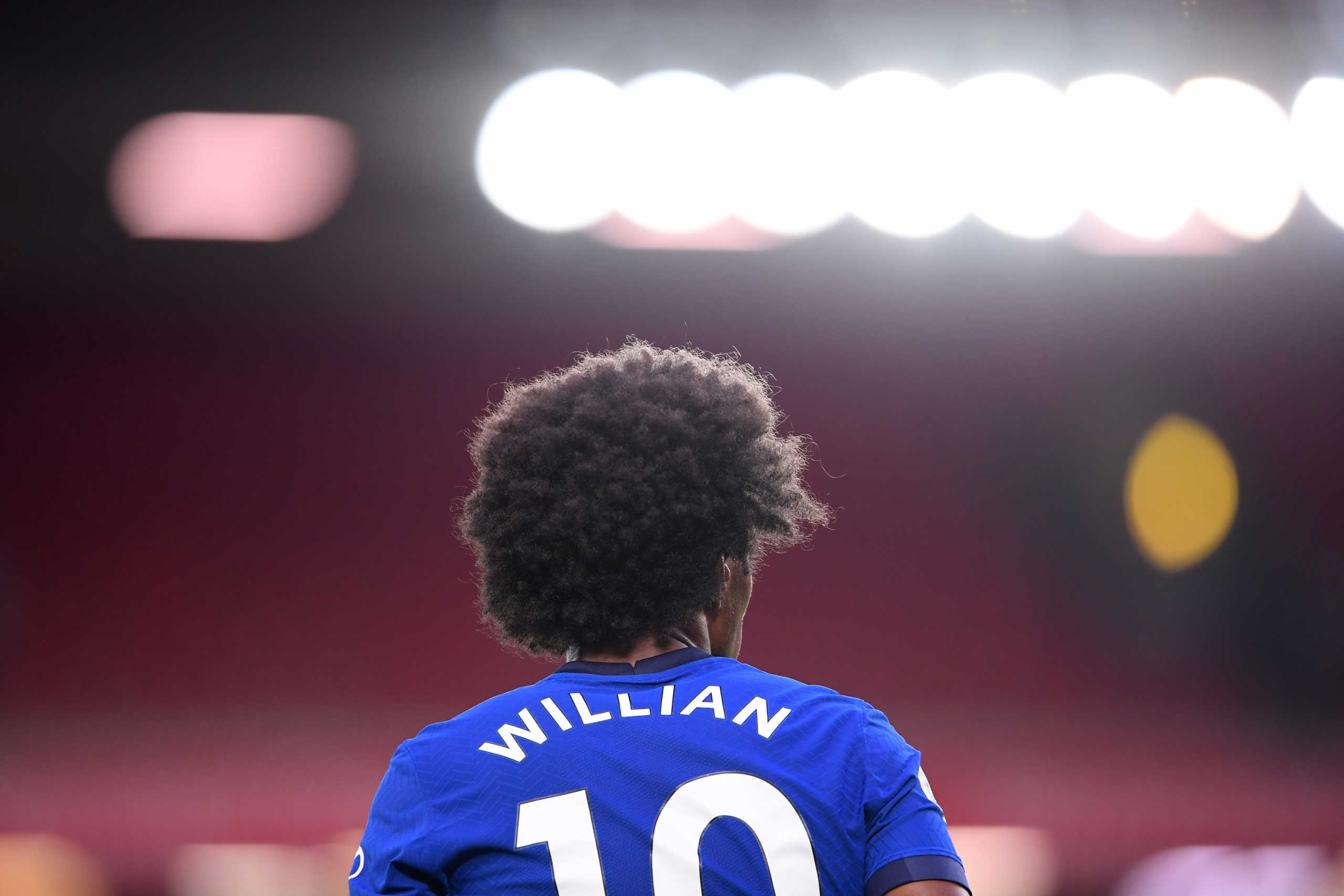 Soccer Football - Premier League - Liverpool v Chelsea - Anfield, Liverpool, Britain - July 22, 2020 Chelsea's Willian during the match, as play resumes behind closed doors following the outbreak of the coronavirus disease (COVID-19) Pool via REUTERS