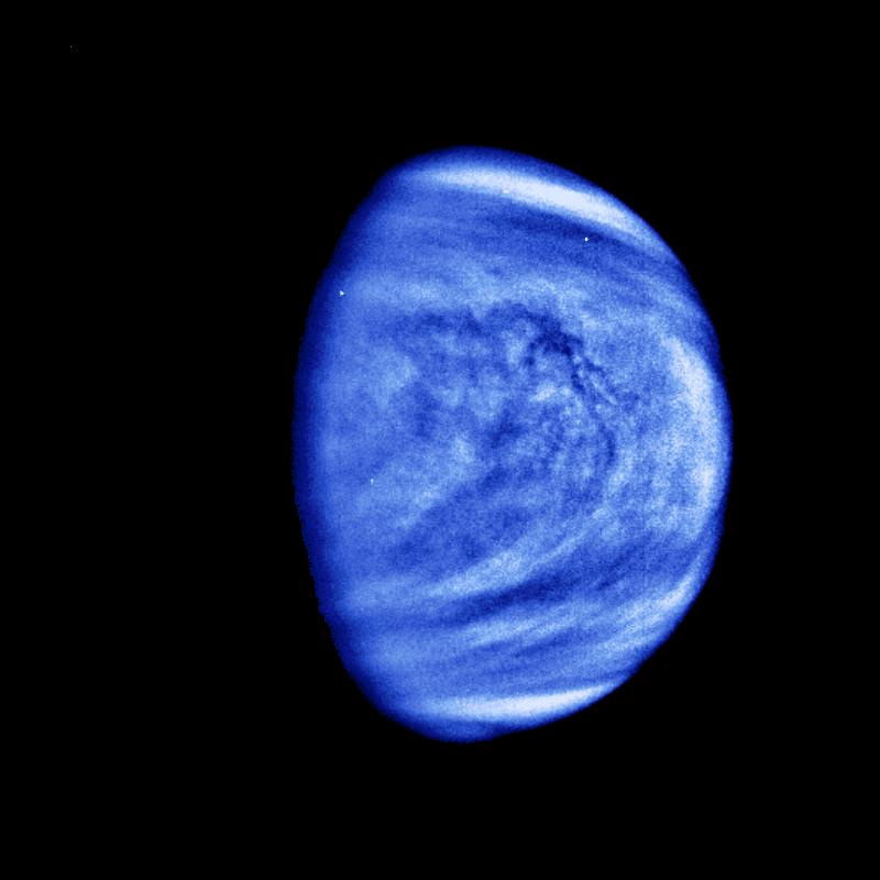 The planet Venus is seen in this photograph taken by the Galileo spacecraft?s Solid State Imaging System on February 14, 1990. Picture taken February 14, 1990.   NASA