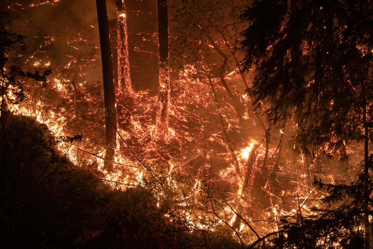 The Glass Fire burns along a hillside in Calistoga, California, U.S. September 28, 2020. REUTERS