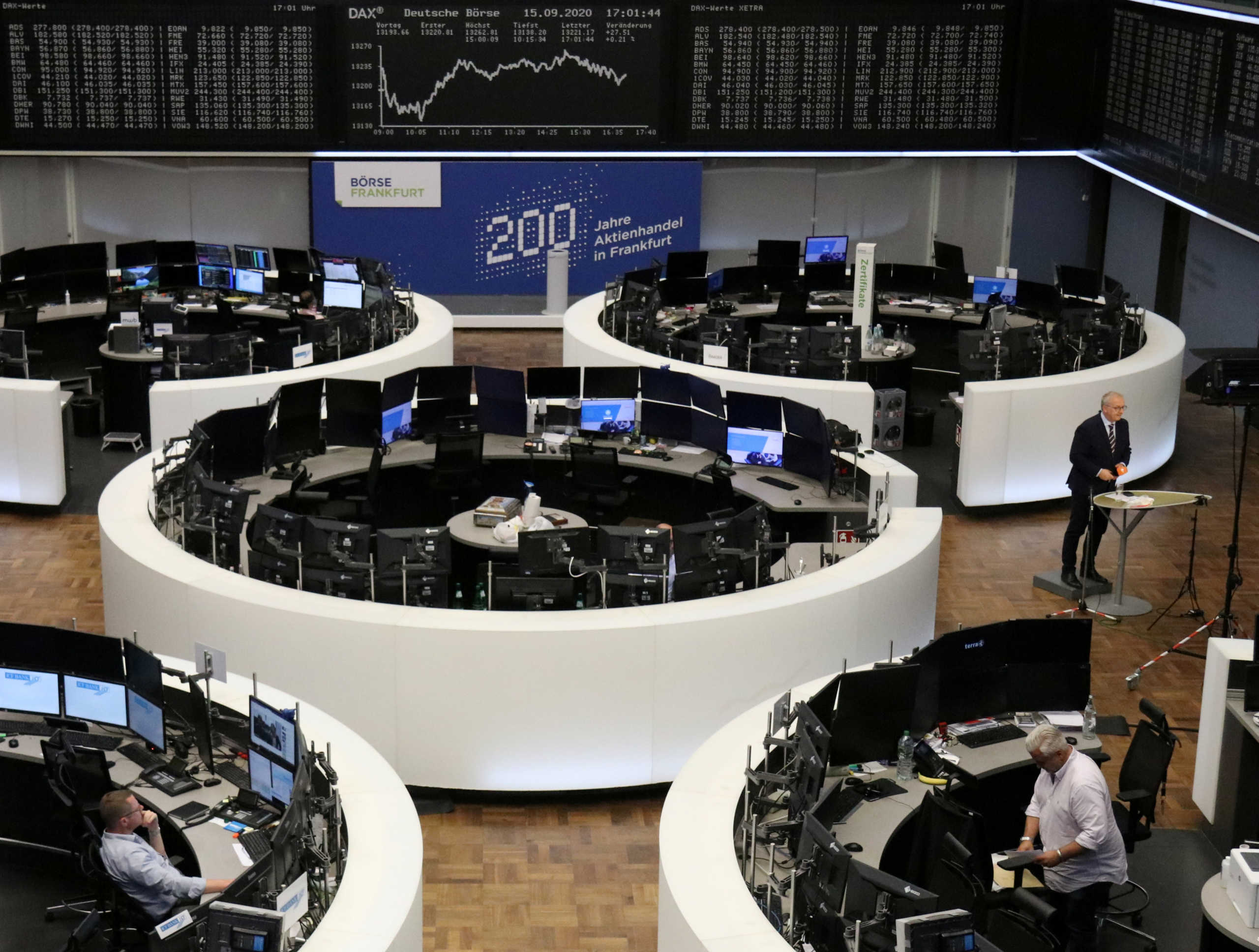 The German share price index DAX graph is pictured at the stock exchange in Frankfurt, Germany, September 15, 2020.    REUTERS