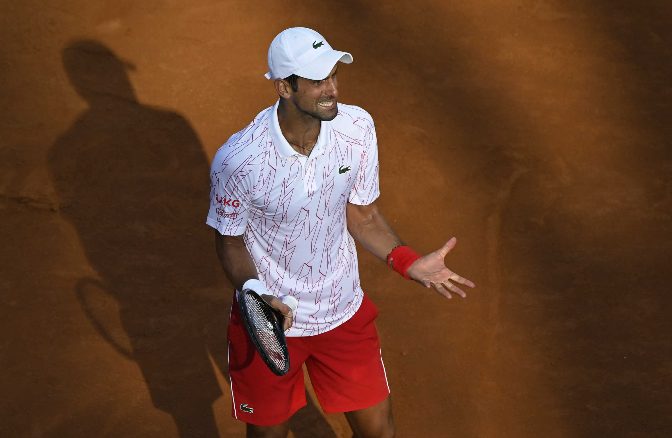 Tennis - ATP Masters 1000 - Italian Open - Foro Italico, Rome, Italy - September 20, 2020 Serbia's Novak Djokovic reacts during his semi final match against Norway's Casper Ruud Pool via REUTERS