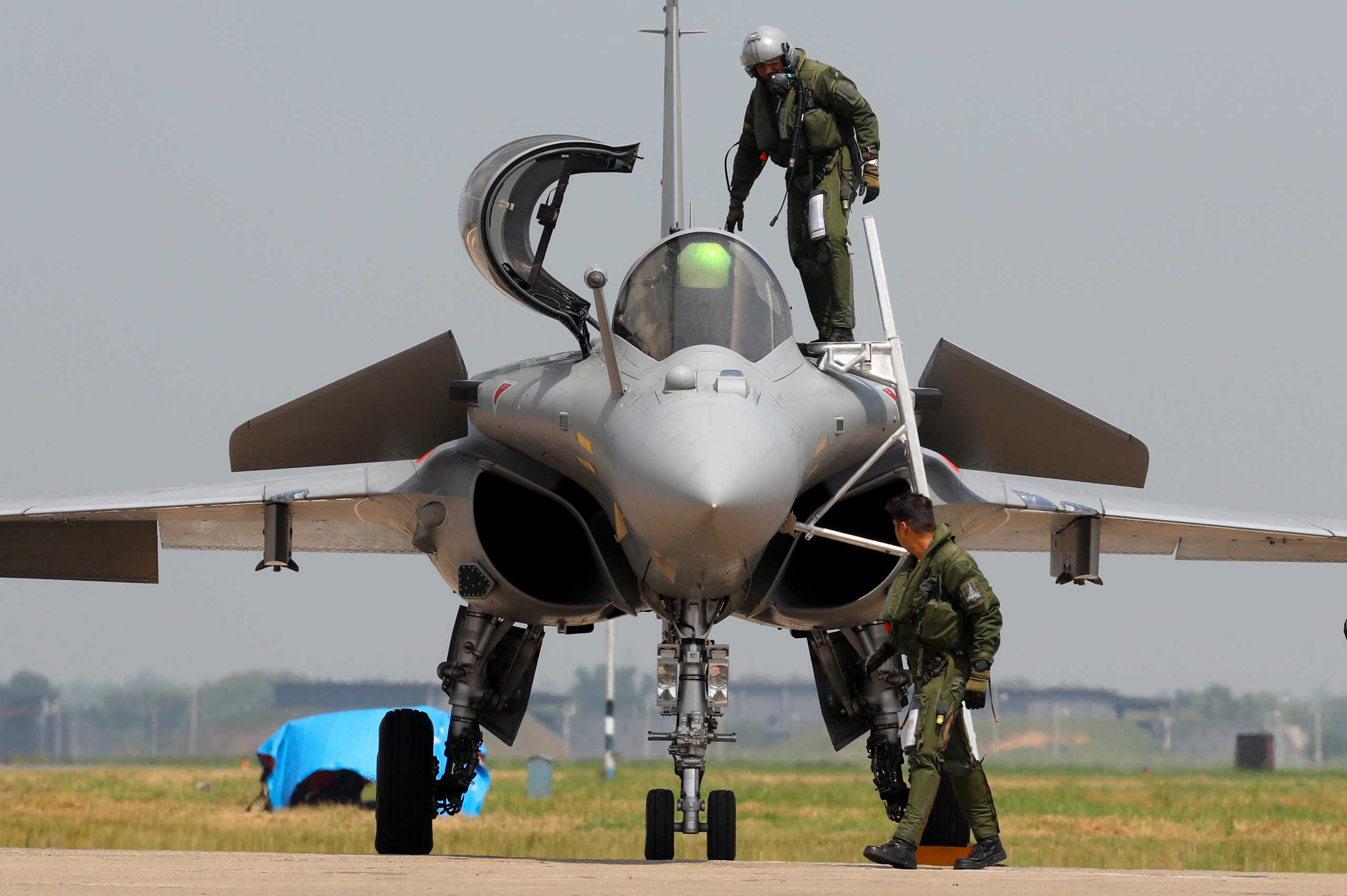 An Indian Air Force pilot gets out of a Rafale fighter jet during its induction ceremony at an air force station in Ambala, India, September 10, 2020. REUTERS