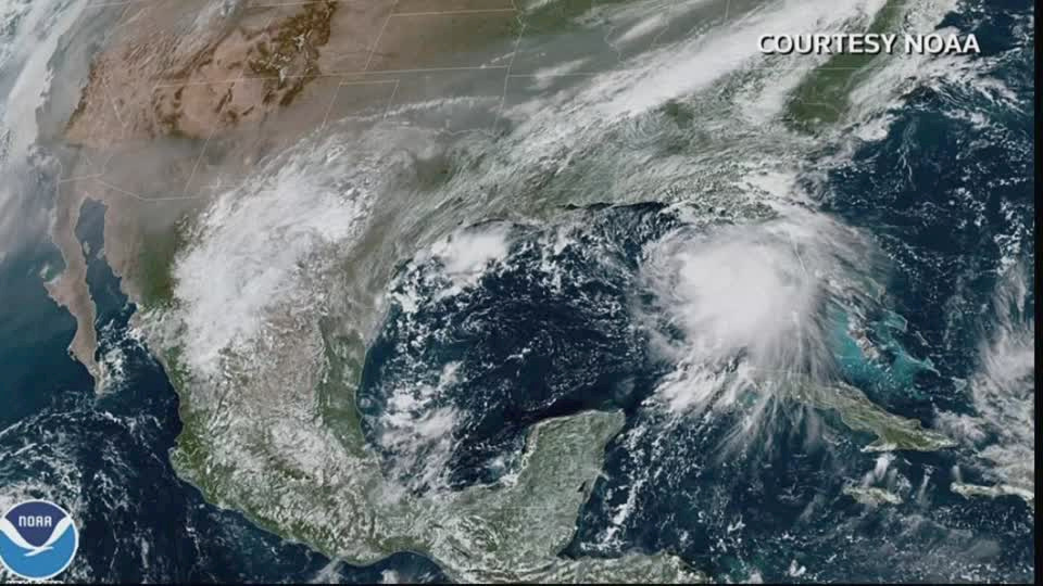 Tropical Storm Sally churning in the Gulf of Mexico in a satellite image taken from a video dated September 13, 2020.  Courtesy NOAA