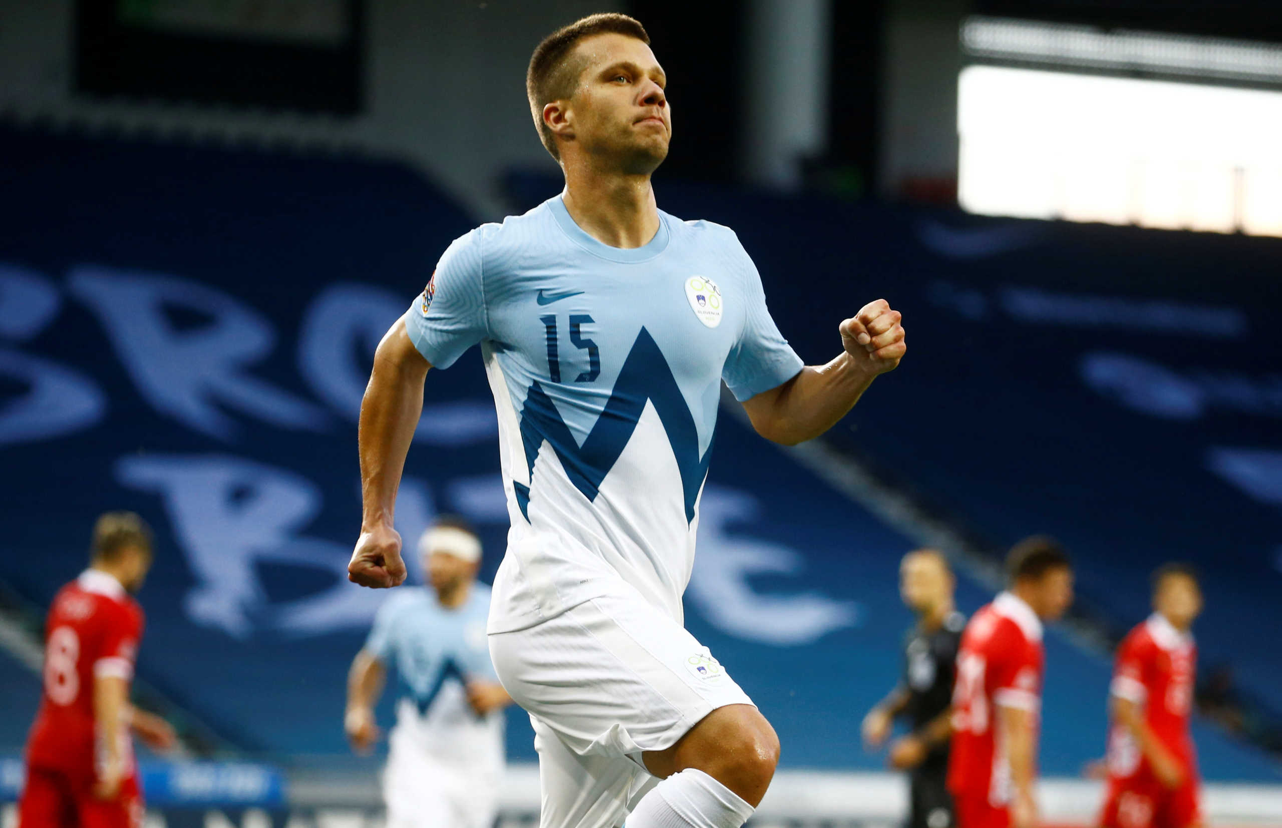 Soccer Football - UEFA Nations League - League C - Group 3 - Slovenia v Moldova - Stadion Stozice, Ljubljana, Slovenia - September 6, 2020  Slovenia's Damjan Bohar celebrates scoring their first goal   REUTERS