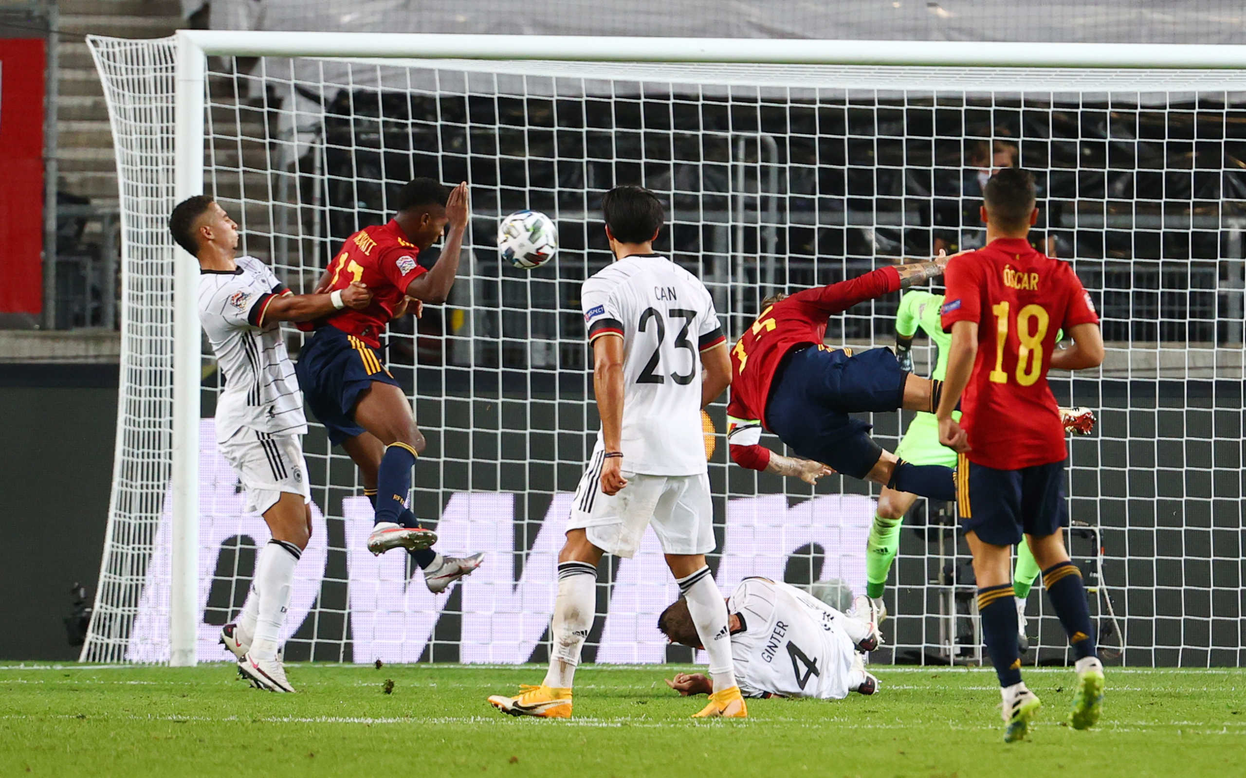 Soccer Football - UEFA Nations League - League A - Group 4 - Germany v Spain - Mercedes-Benz Arena, Stuttgart, Germany - September 3, 2020 Spain's Ansu Fati scores a goal later disallowed REUTERS