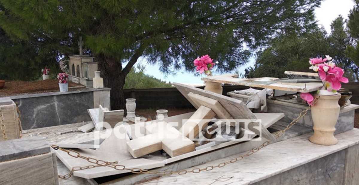 Σοκαριστικές εικόνες στην Ηλεία: Οι θυελλώδεις άνεμοι “άνοιξαν'” τους τάφους (pics, video)