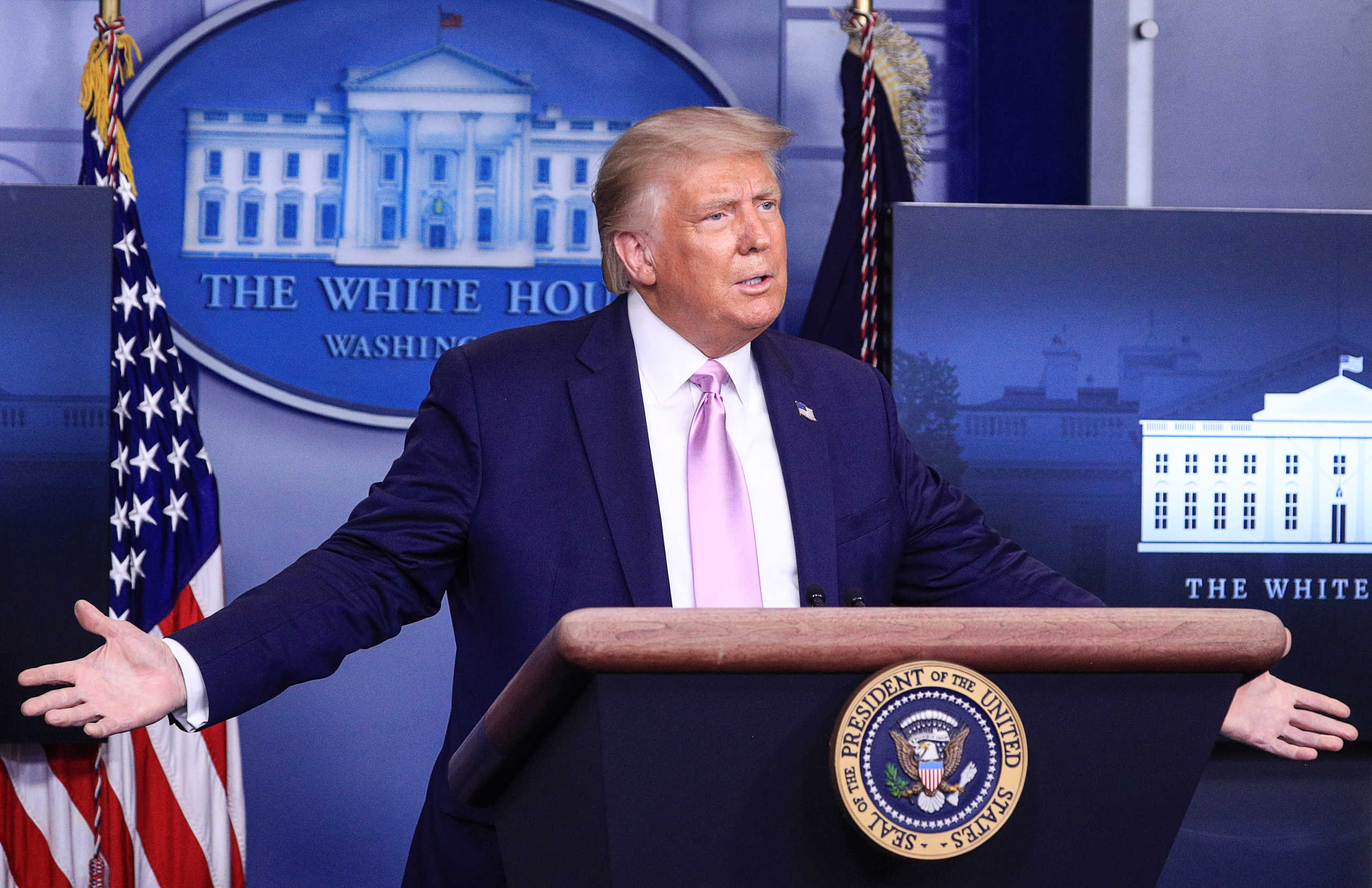 U.S. President Donald Trump speaks during a news conference in the Brady Press Briefing Room at the White House in Washington, U.S., August 19, 2020. REUTERS