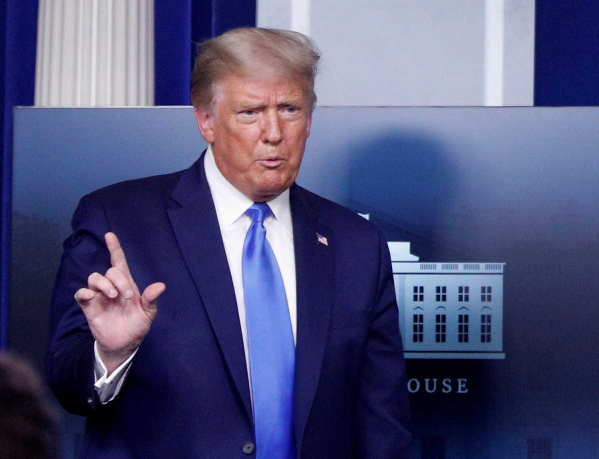 U.S. President Donald Trump speaks to reporters during a news conference in the Brady Press Briefing Room at the White House in Washington, U.S., September 23, 2020. REUTERS