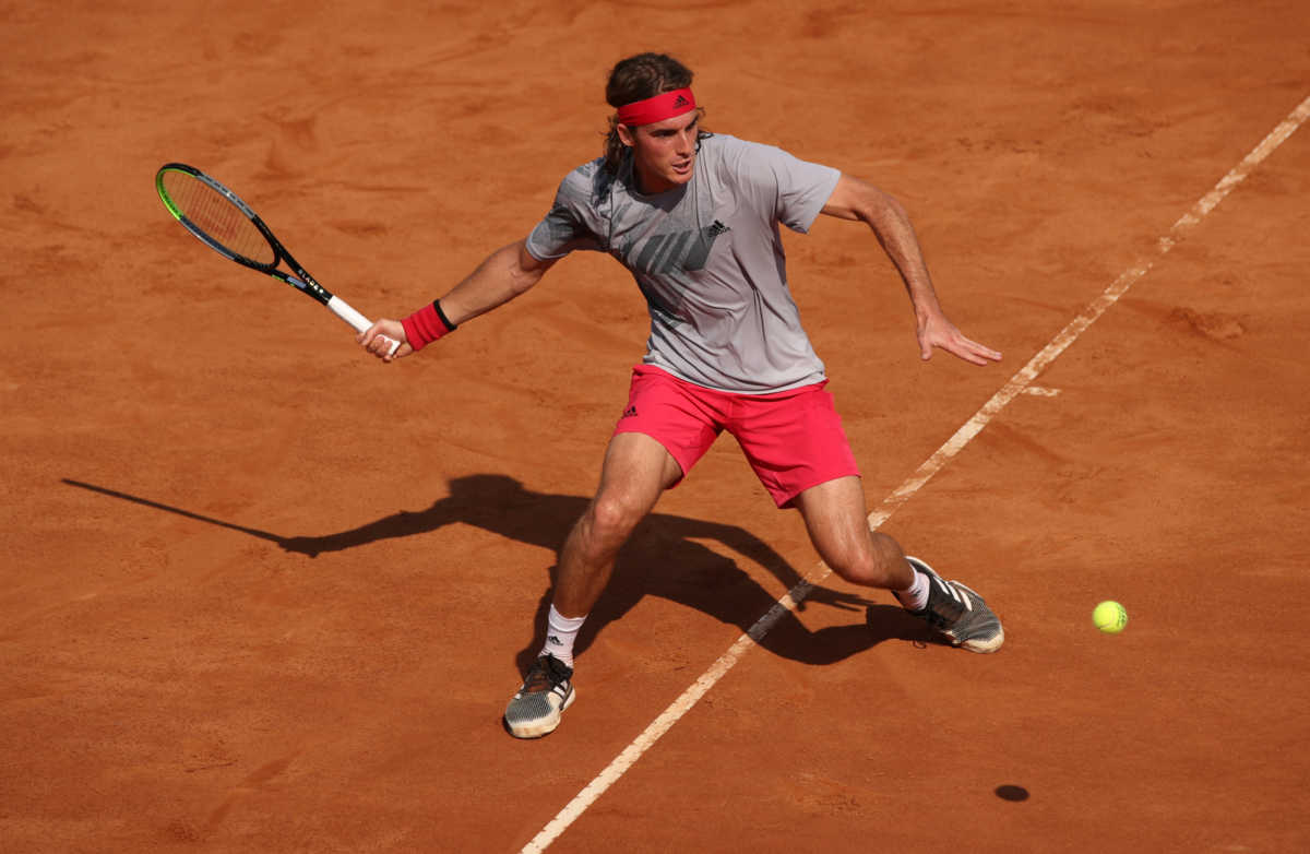 Tennis - ATP Masters 1000 - Italian Open - Foro Italico, Rome, Italy - September 16, 2020  Greece's Stefanos Tsitsipas in action during his second round match against Italy's Jannik Sinner  Pool via REUTERS
