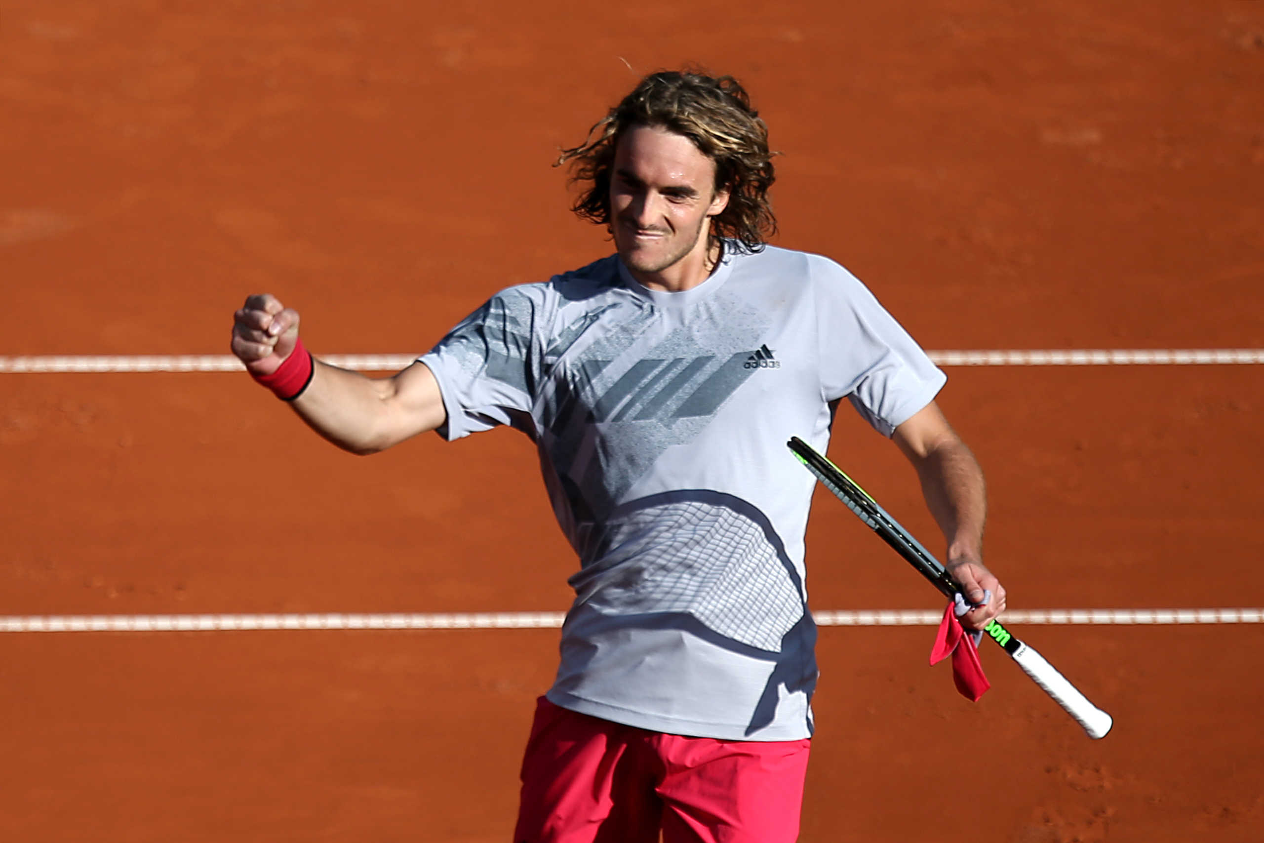 Tennis - ATP 500 - Hamburg European Open - Am Rothenbaum, Hamburg, Germany - September 24, 2020    Greece's Stefanos Tsitsipas celebrates winning his second round match against Uruguay's Pablo Cuevas  REUTERS