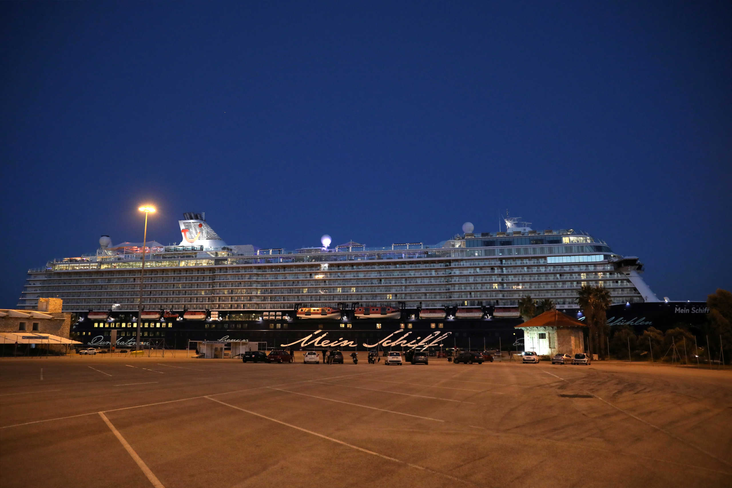 Mein Schiff 6 cruise ship is moored at the dock of Piraeus after some of the crew tested positive for the coronavirus disease (COVID-19), in Piraeus Greece, September 29, 2020 REUTERS