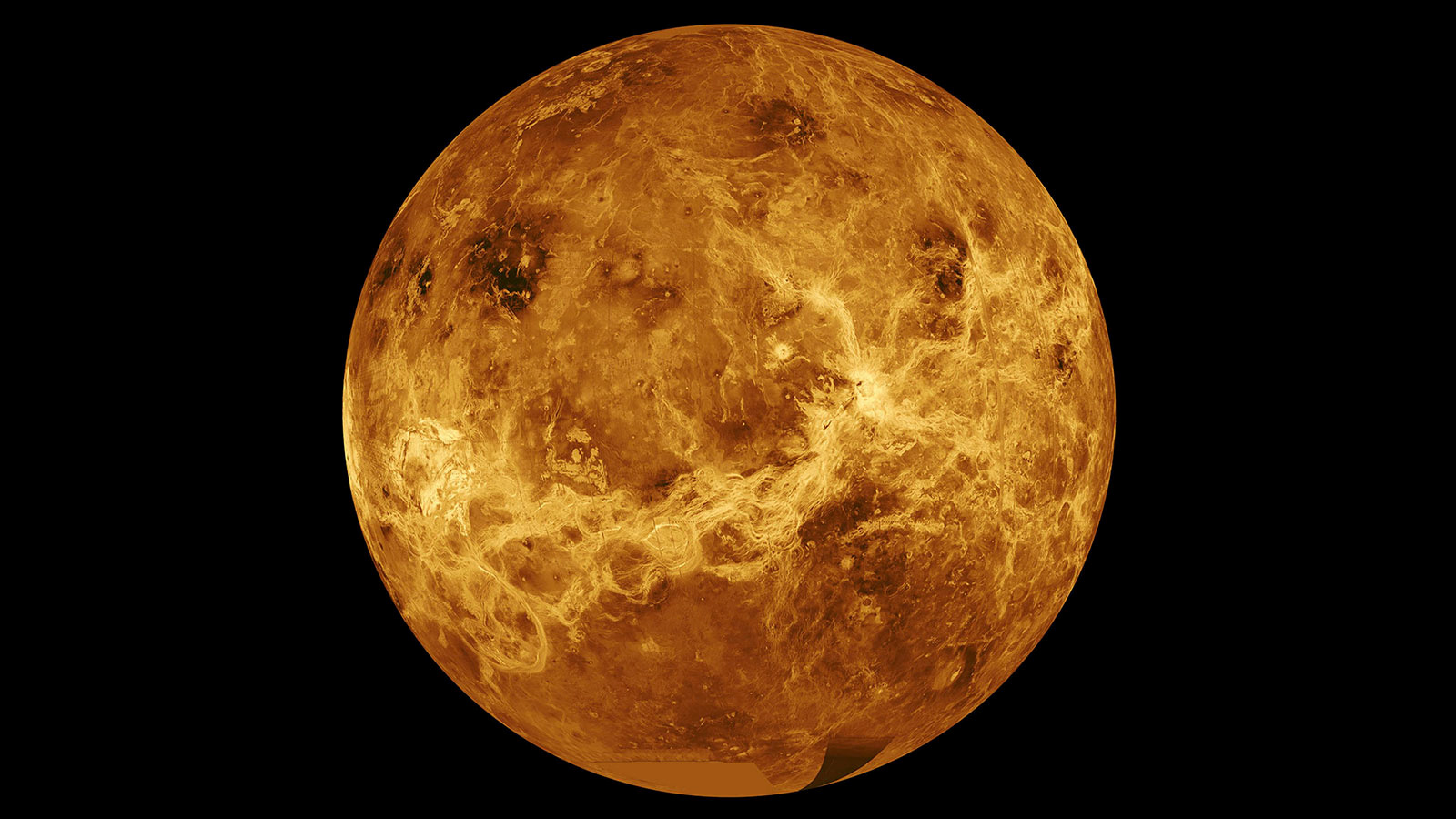 Data from NASA's Magellan spacecraft and Pioneer Venus Orbiter is used in an undated composite image of the planet Venus.  NASA