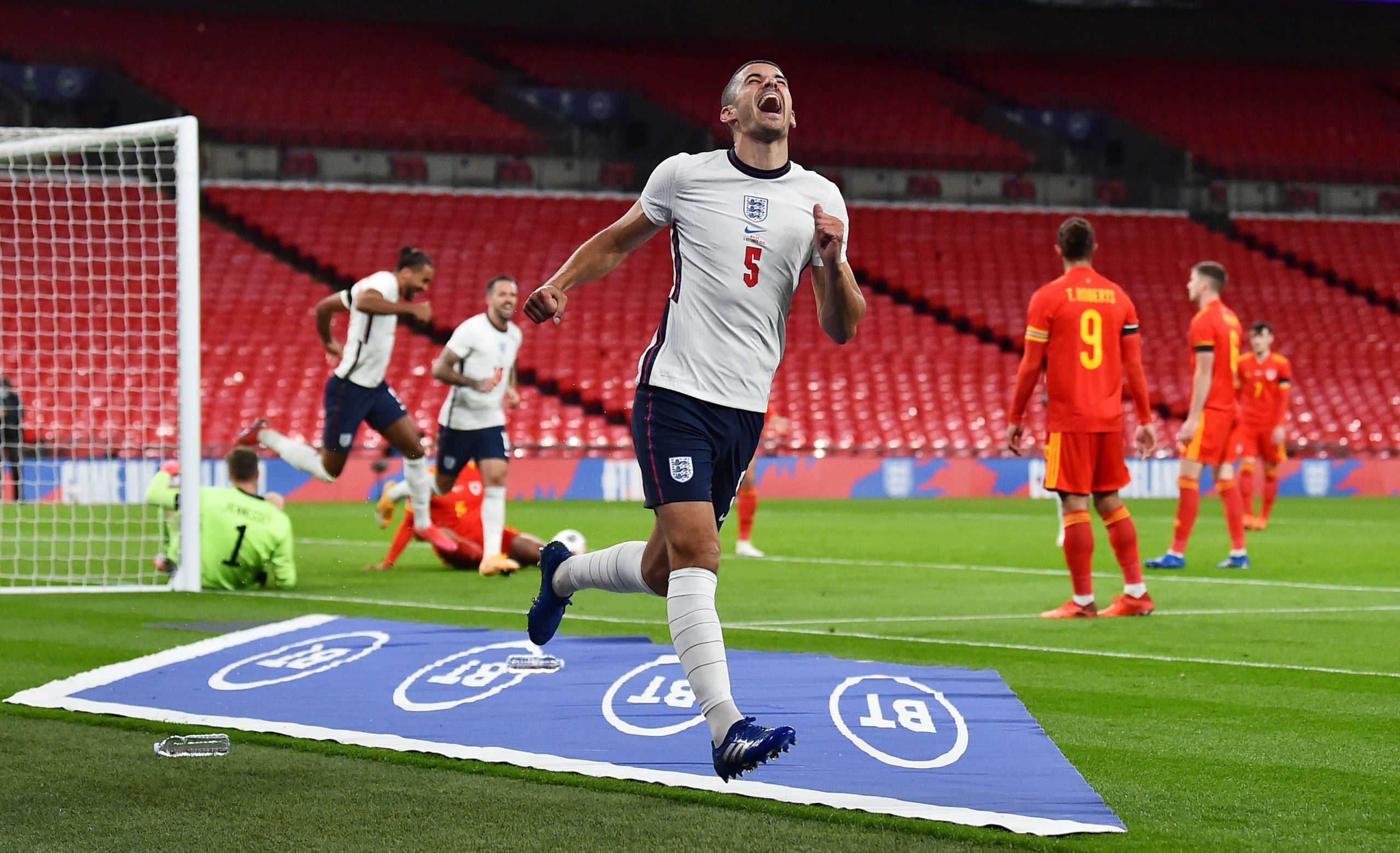 Soccer Football - International Friendly - England v Wales - Wembley Stadium, London, Britain - October 8, 2020 England's Conor Coady celebrates scoring their second goal Pool via REUTERS