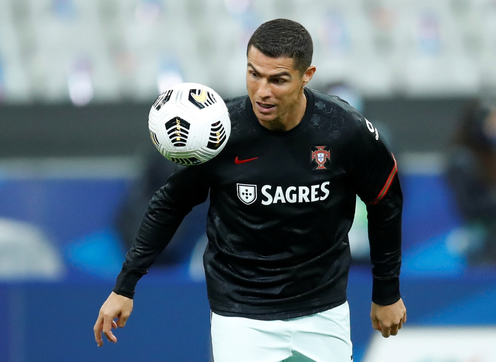 FILE PHOTO: Soccer Football - UEFA Nations League - League A - Group 3 - France v Portugal - Stade De France, Paris, France - October 11, 2020 Portugal's Cristiano Ronaldo during the warm up before the match REUTERS