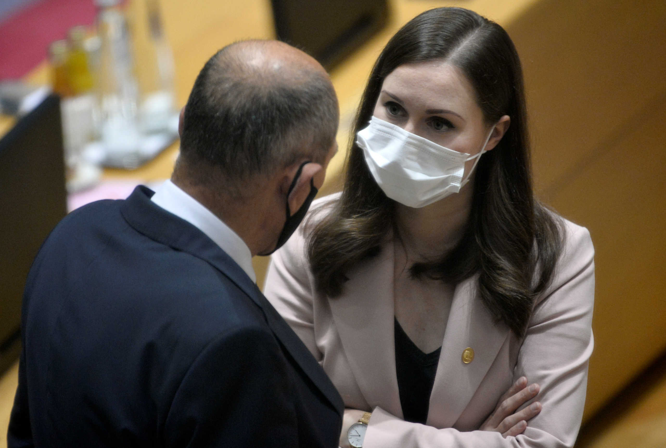 Finland's Prime Minister Sanna Marin attends the second face-to-face EU summit since the coronavirus disease (COVID-19) outbreak, in Brussels, Belgium, October 1, 2020. REUTERS