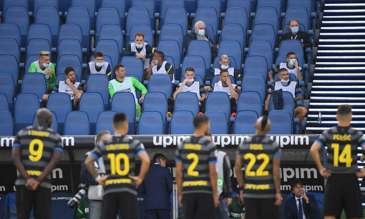 Soccer Football - Serie A - Lazio v Inter Milan - Stadio Olimpico, Rome, Italy - October 4, 2020  Inter Milan substitutes in the stands before the match REUTERS