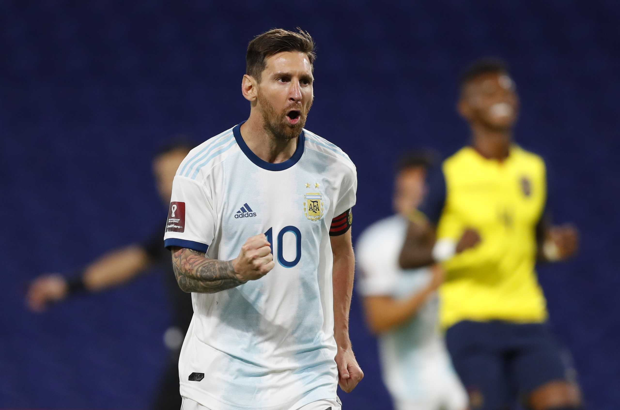 Soccer Football - World Cup 2022 South American Qualifiers - Argentina v Ecuador - Estadio La Bombonera, Buenos Aires, Argentina - October 8, 2020 Argentina's Lionel Messi celebrates scoring their first goal REUTERS