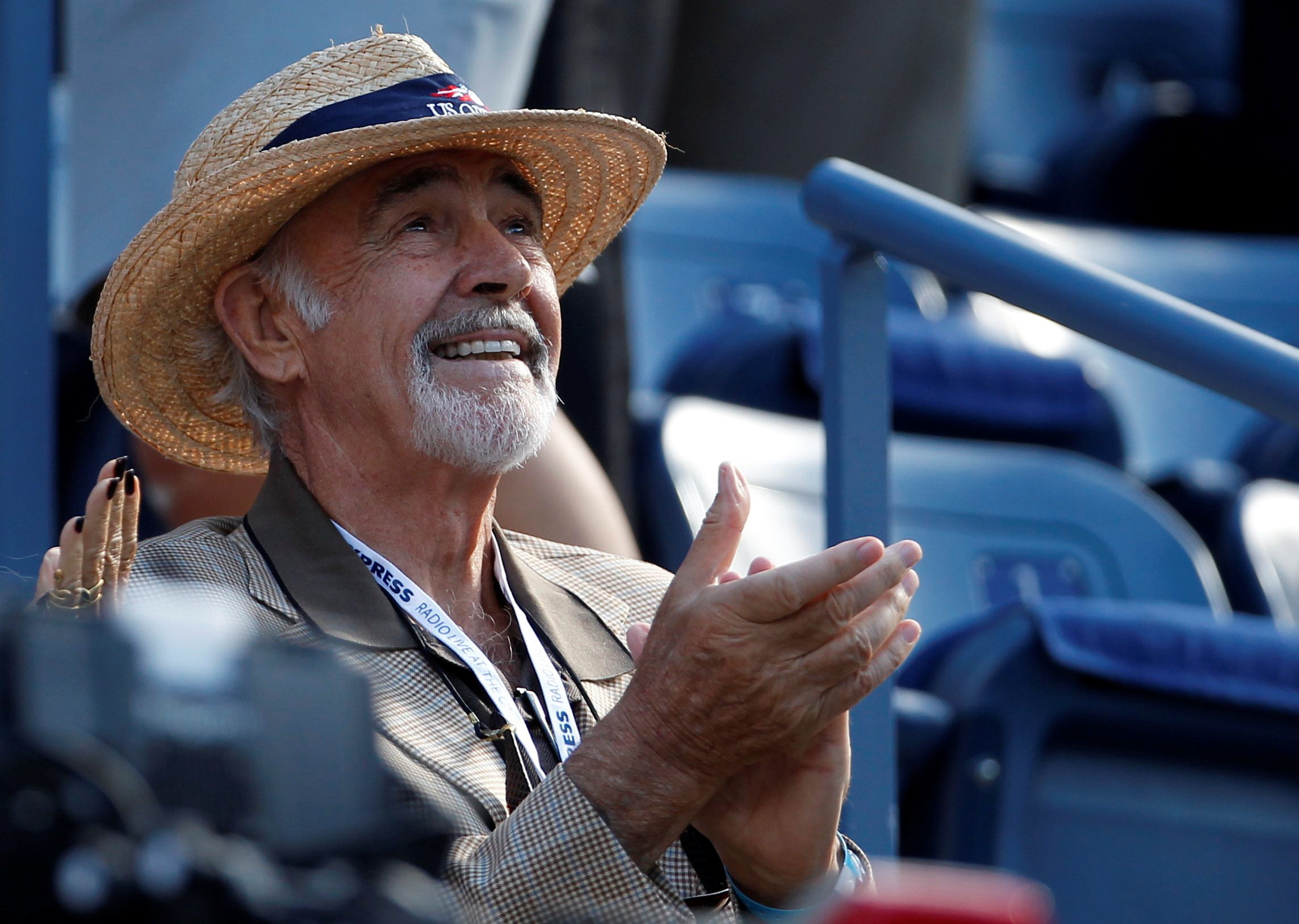 FILE PHOTO: Actor Sean Connery awaits the start of the U.S. Open men's final match between Serbia's Novak Djokovic and Britain's Andy Murray in New York, September 10, 2012.    REUTERS