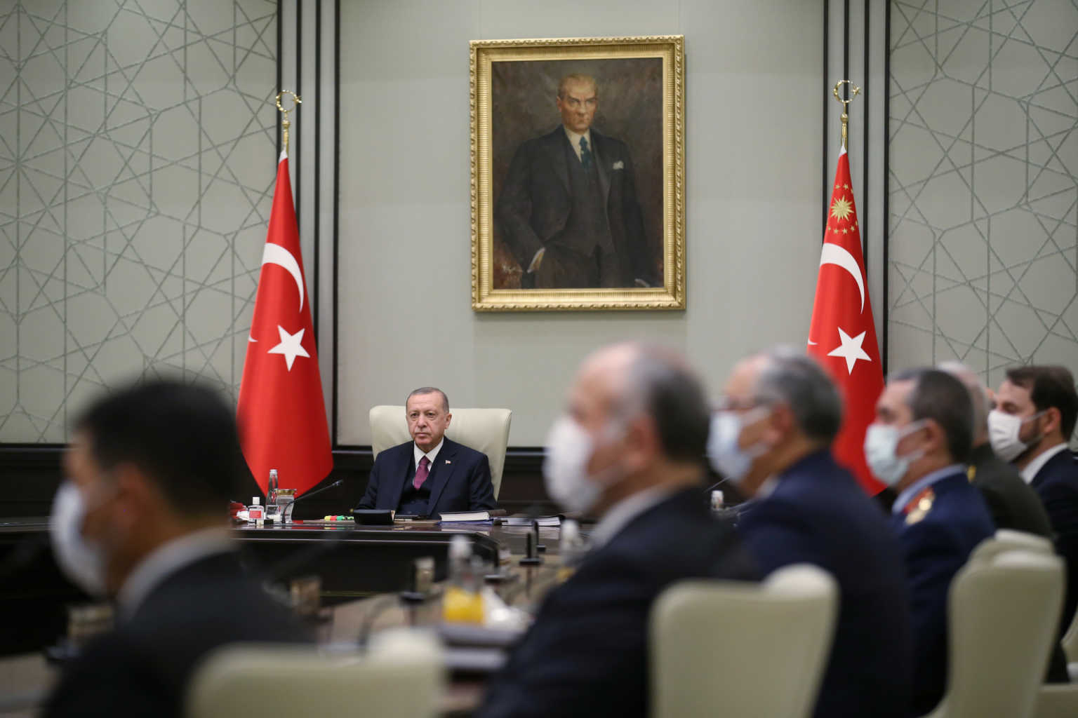 Turkish President Tayyip Erdogan chairs a meeting of the National Security Council in Ankara, Turkey September 24, 2020. Presidential Press Office