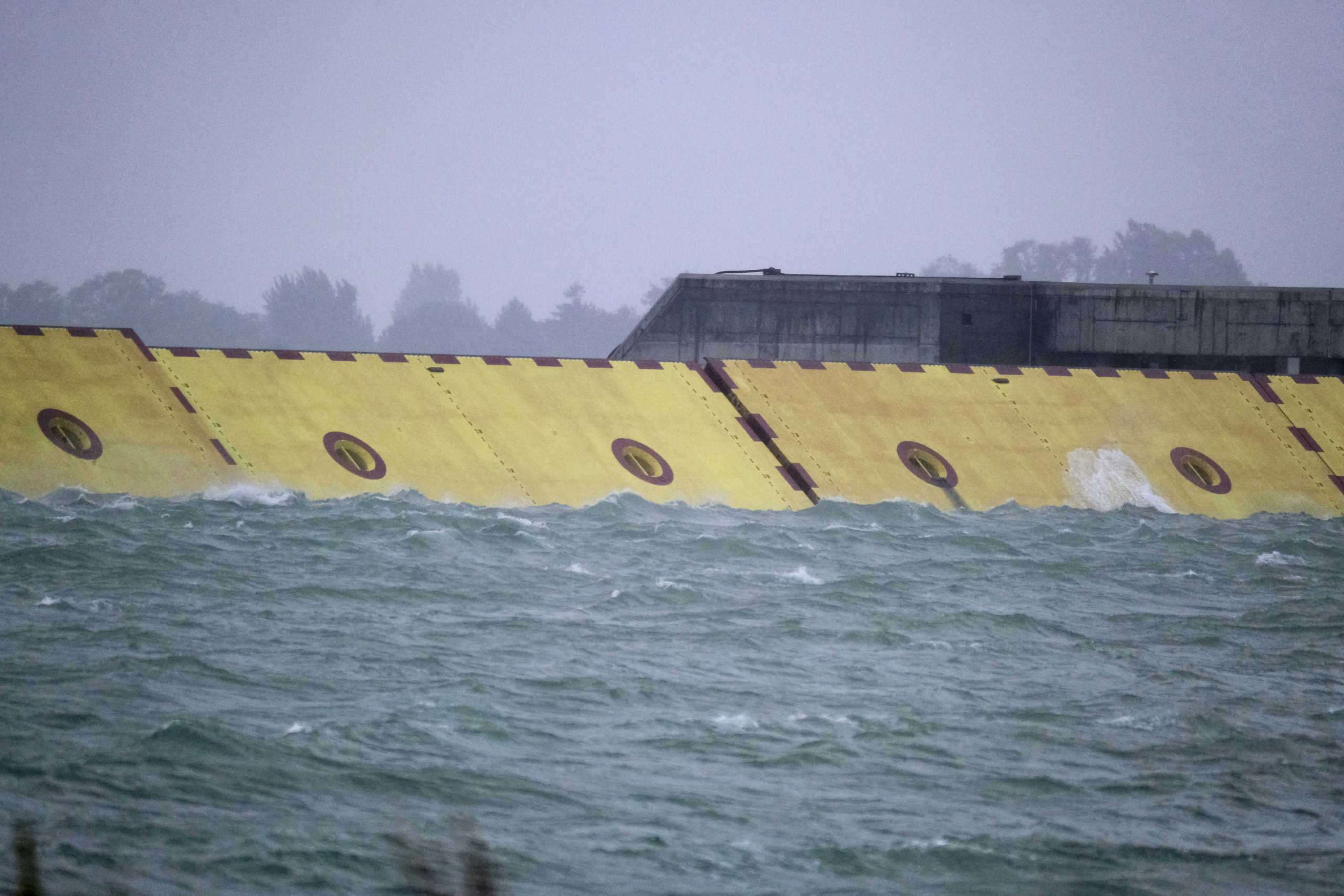 Mose flood barrier scheme is used for the first time, in Venice, Italy, October 3, 2020. REUTERS