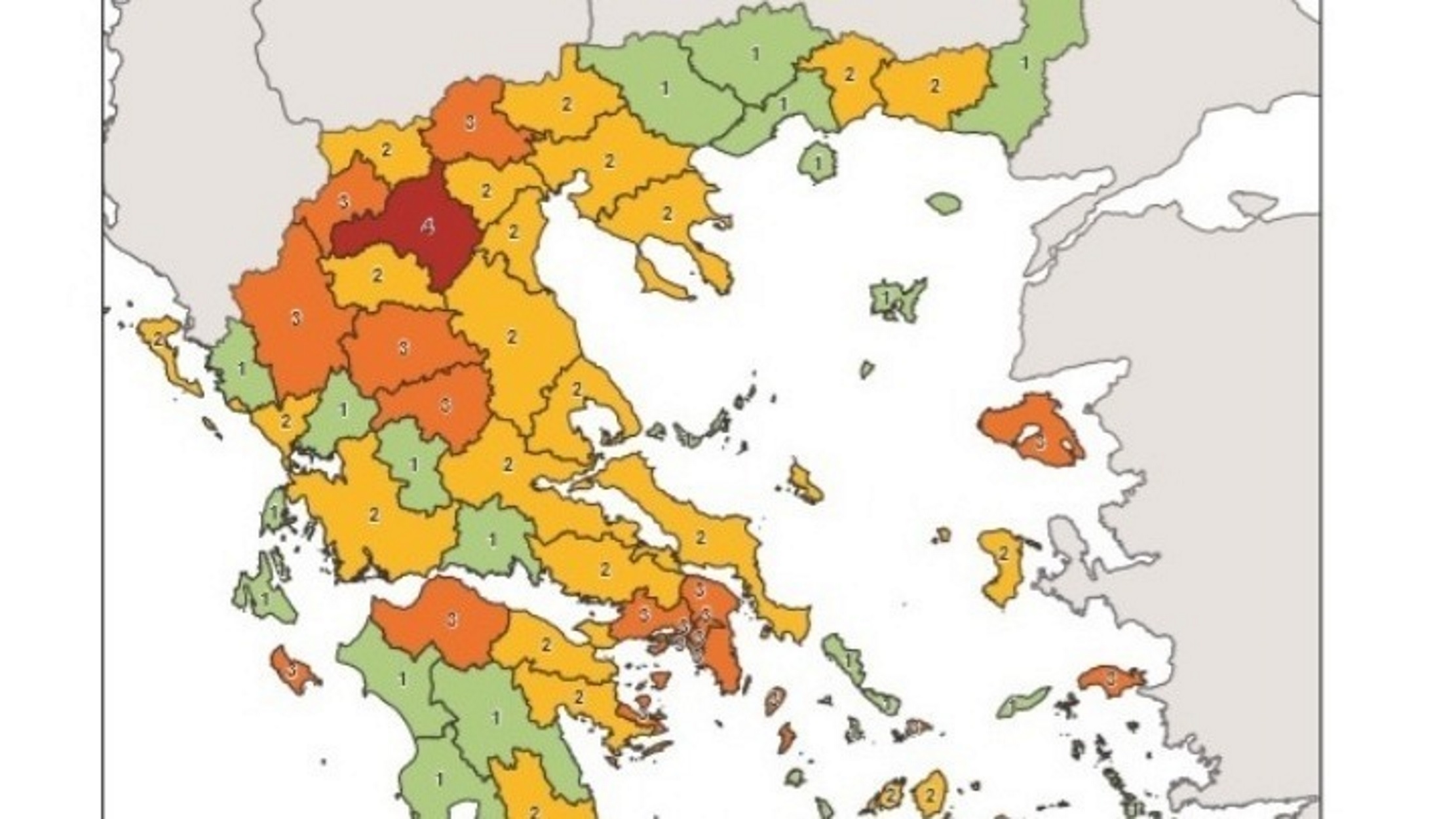Κορονοϊός: Αυτός είναι ο νέος χάρτης επικινδυνότητας της Ελλάδας