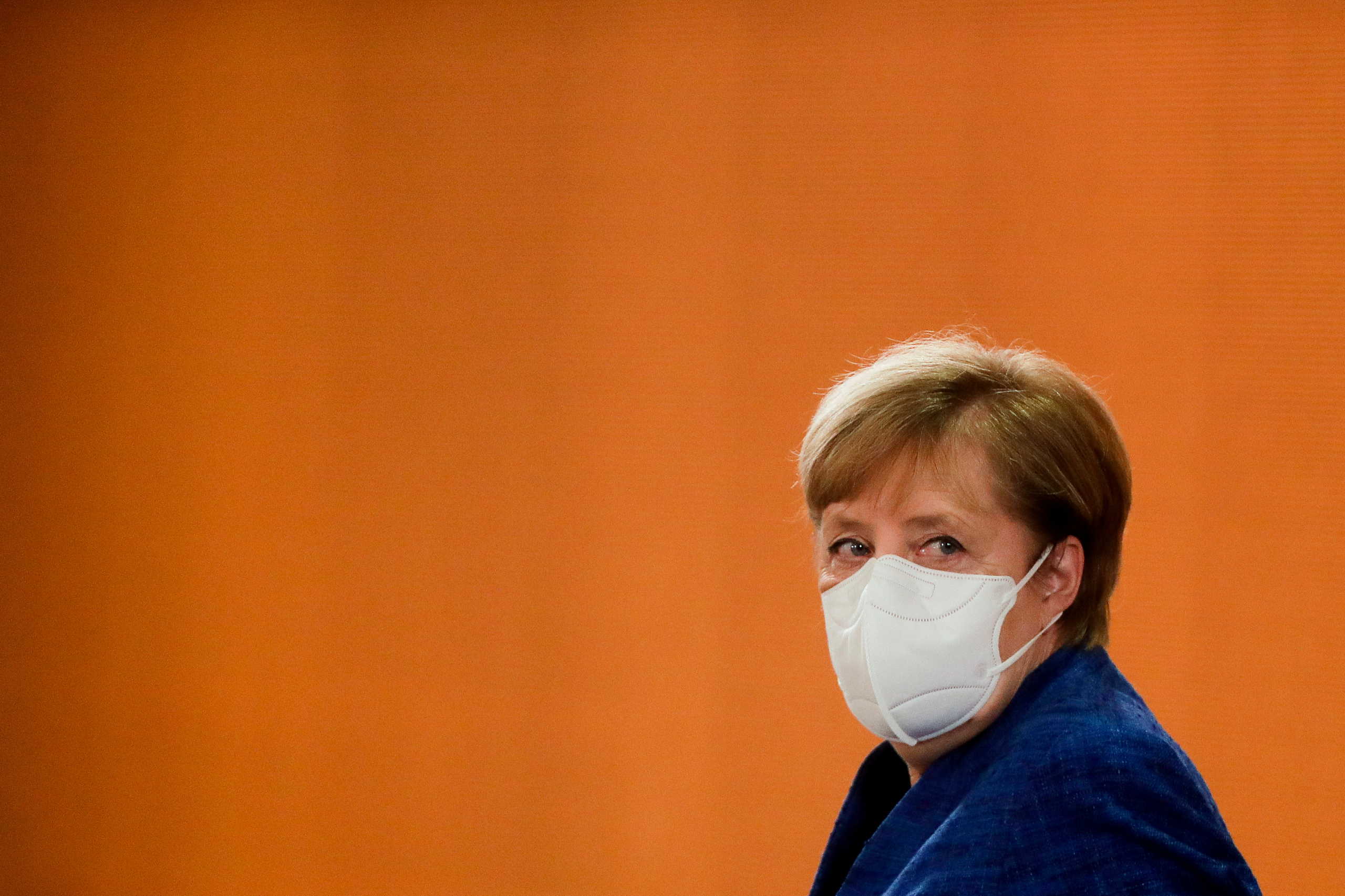 German Chancellor Angela Merkel arrives for the weekly cabinet meeting of the government at the chancellery in Berlin, Germany October 21, 2020. Markus Schreiber
