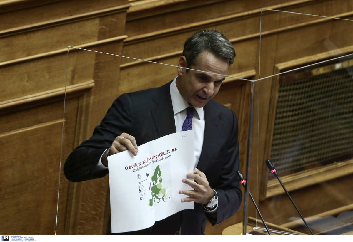 Κορονοϊός: Αυτοί είναι οι χάρτες που έδειξε ο Μητσοτάκης στη Βουλή – Τι δείχνουν τα στοιχεία για την Ελλάδα