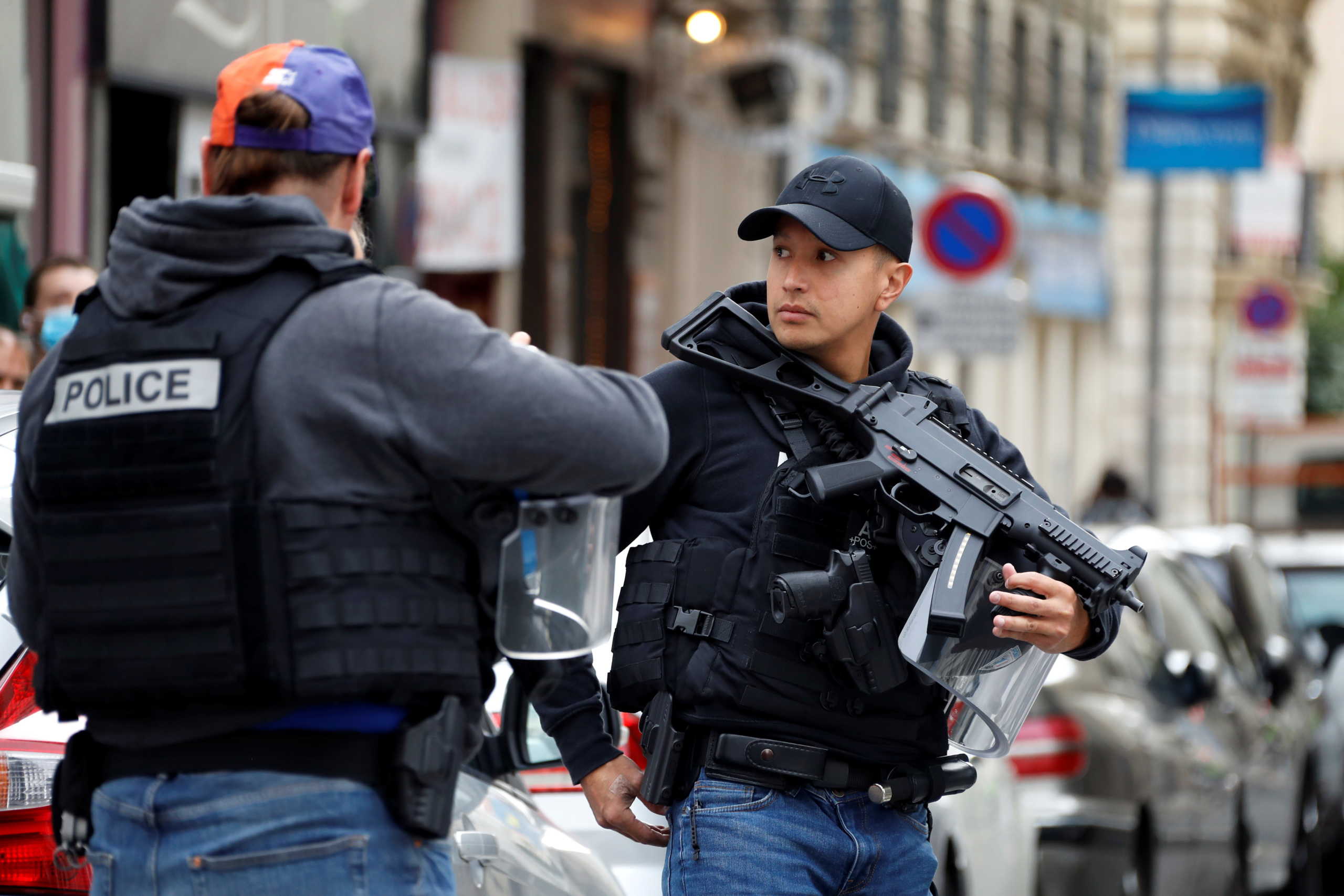 Security forces guard the area after a reported knife attack at Notre Dame church in Nice, France, October 29, 2020. REUTERS