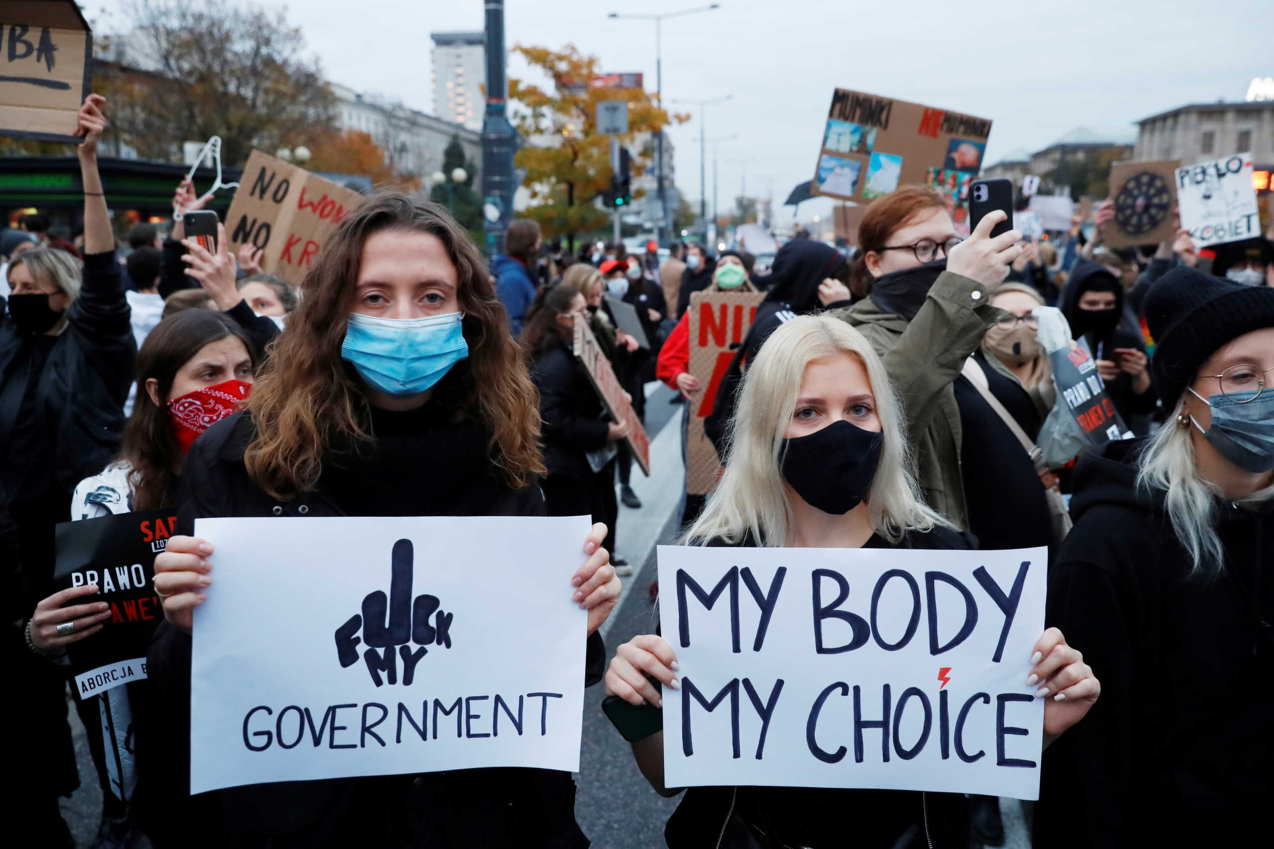 SENSITIVE MATERIAL. THIS IMAGE MAY OFFEND OR DISTURB    People protest against the ruling by Poland's Constitutional Tribunal that imposes a near-total ban on abortion, in Warsaw, Poland October 26, 2020. REUTERS