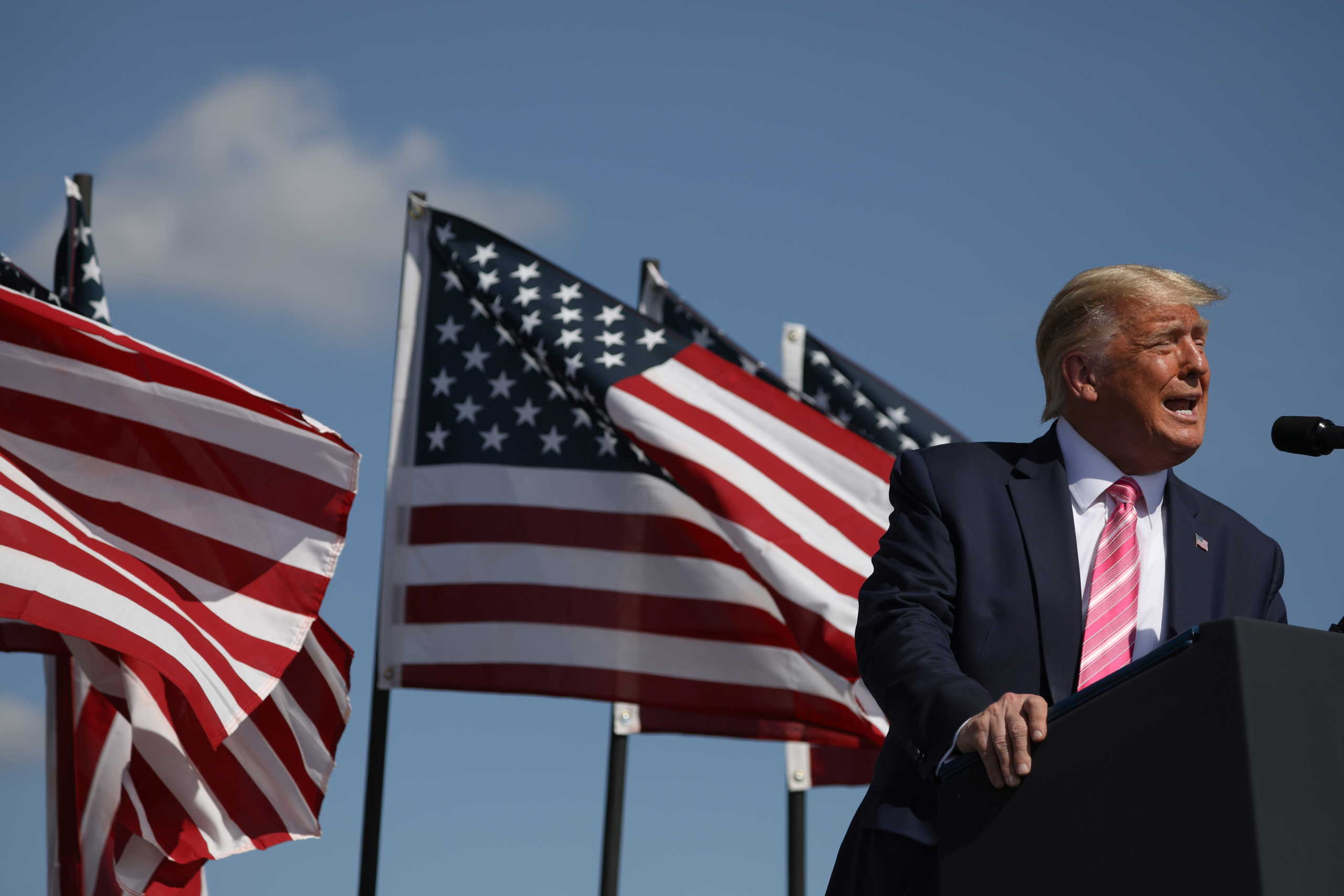 U.S. President Donald Trump delivers remarks during a campaign event at the Robeson County Fairgrounds in Lumberton, North Carolina, U.S., October 24, 2020.  REUTERS
