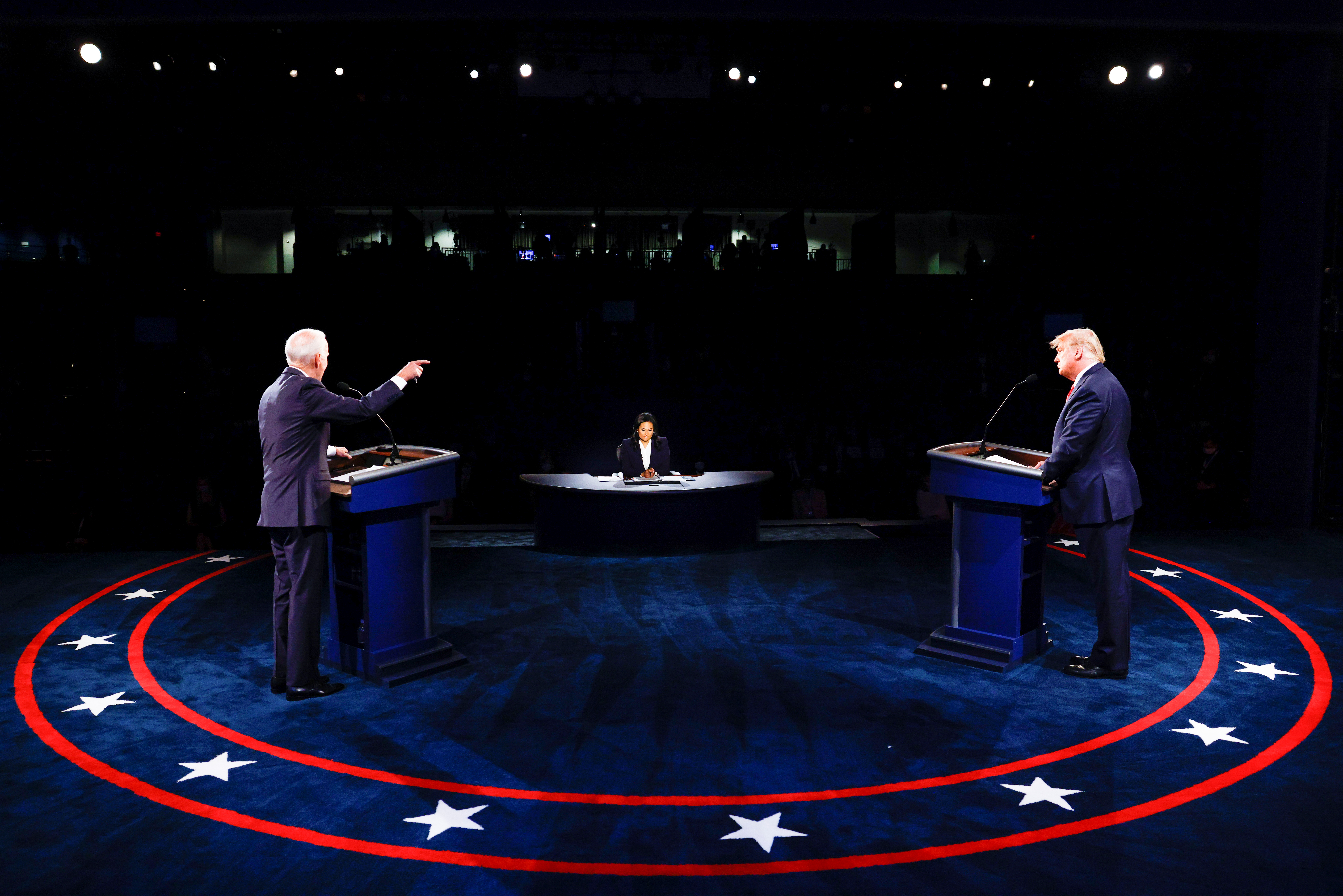 U.S. President Donald Trump and Democratic presidential nominee Joe Biden participate in their second 2020 presidential campaign debate at Belmont University in Nashville, Tennessee, U.S., October 22, 2020. REUTERS