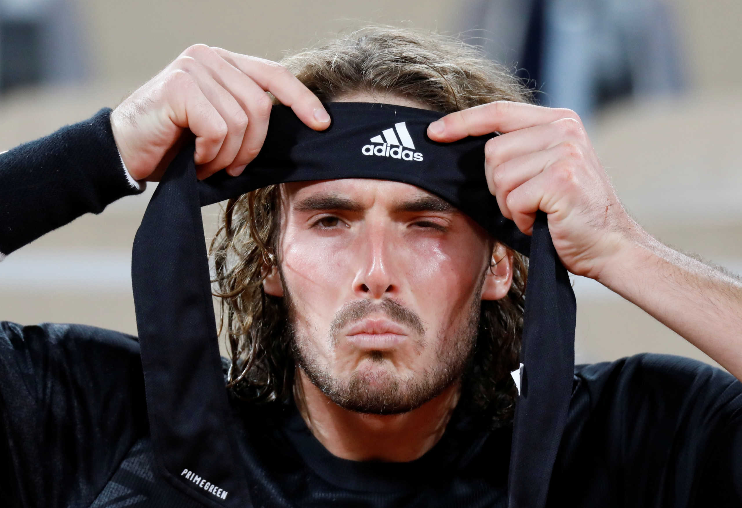 Tennis - French Open - Roland Garros, Paris, France - October 9, 2020  Greece's Stefanos Tsitsipas during  his semi final match against Serbia's Novak Djokovic REUTERS